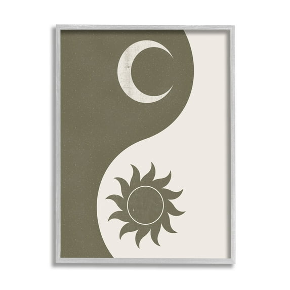 Stupell Industries Solar & Lunar Yin Yang Shape Spiritual Motif Graphic Art Gray Framed Art Print Wall Art, Design by JJ Design House LLC