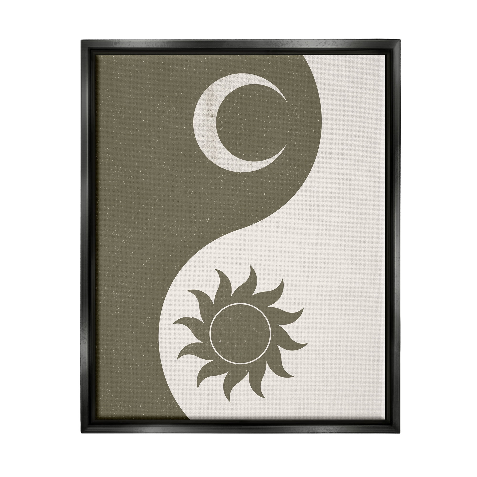 Stupell Industries Solar & Lunar Yin Yang Shape Spiritual Motif Graphic Art Jet Black Floating Framed Canvas Print Wall Art, Design by JJ Design House LLC