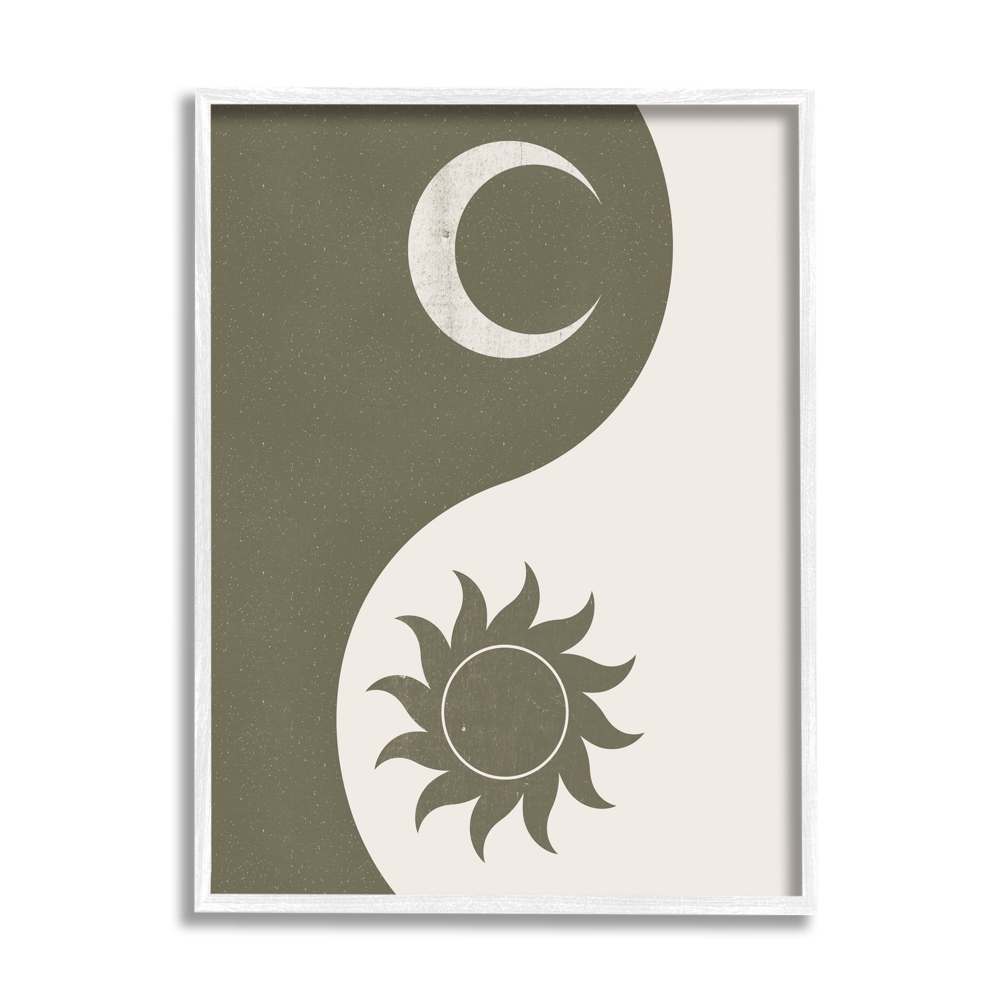 Stupell Industries Solar & Lunar Yin Yang Shape Spiritual Motif Graphic Art White Framed Art Print Wall Art, Design by JJ Design House LLC