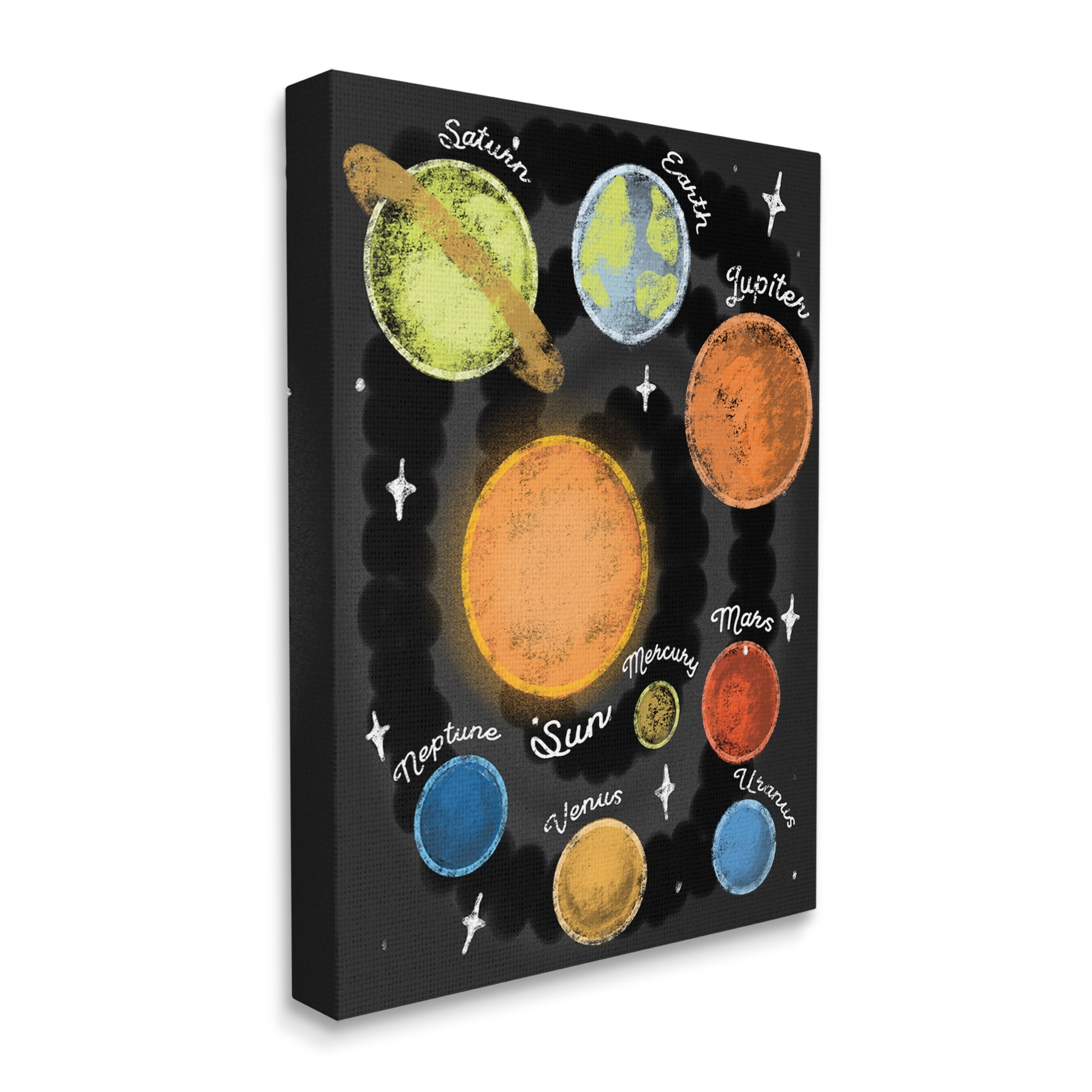 Stupell Industries Solar System Playful Planet Chart Earth Mars Sun,30 x 40,Designed by Daphne Polselli