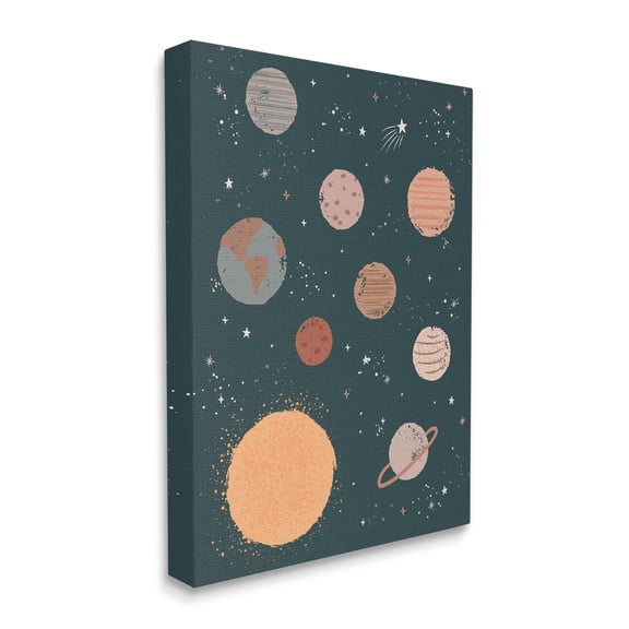Stupell Industries Solar System Sun Planets Earth Shooting Stars Graphic Art Gallery-Wrapped Canvas Print Wall Art, 36x48, by Lisa Whitebutton