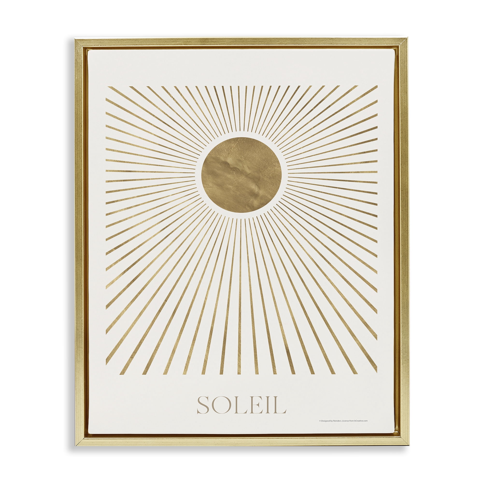 Stupell Industries Soleil Boho Sun Astrology & Stars Painting Gold Floater Framed Canvas Art Print Wall Art, 17 x 21