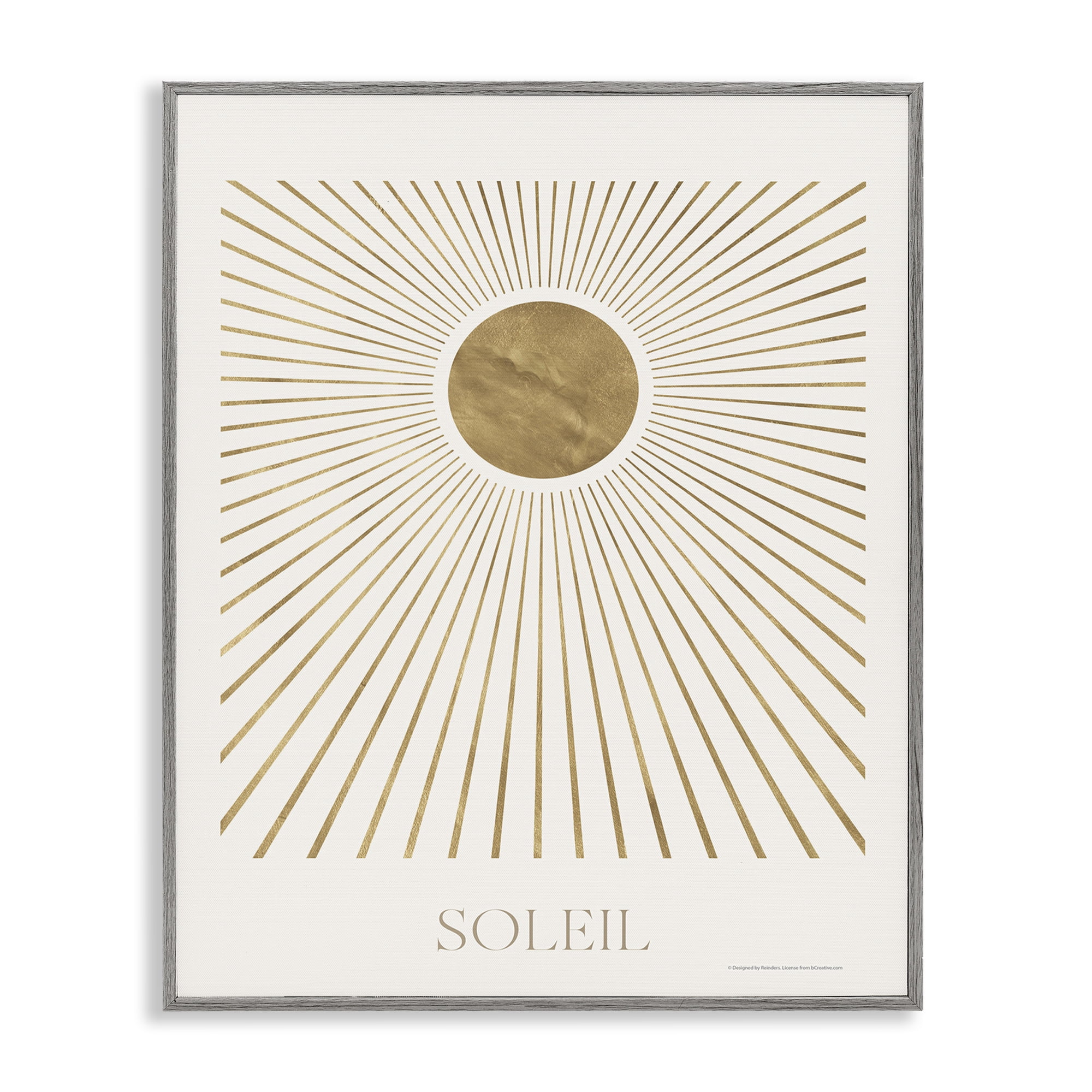 Stupell Industries Soleil Boho Sun Astrology & Stars Painting Gray Framed Art Print Wall Art, 16 x 20