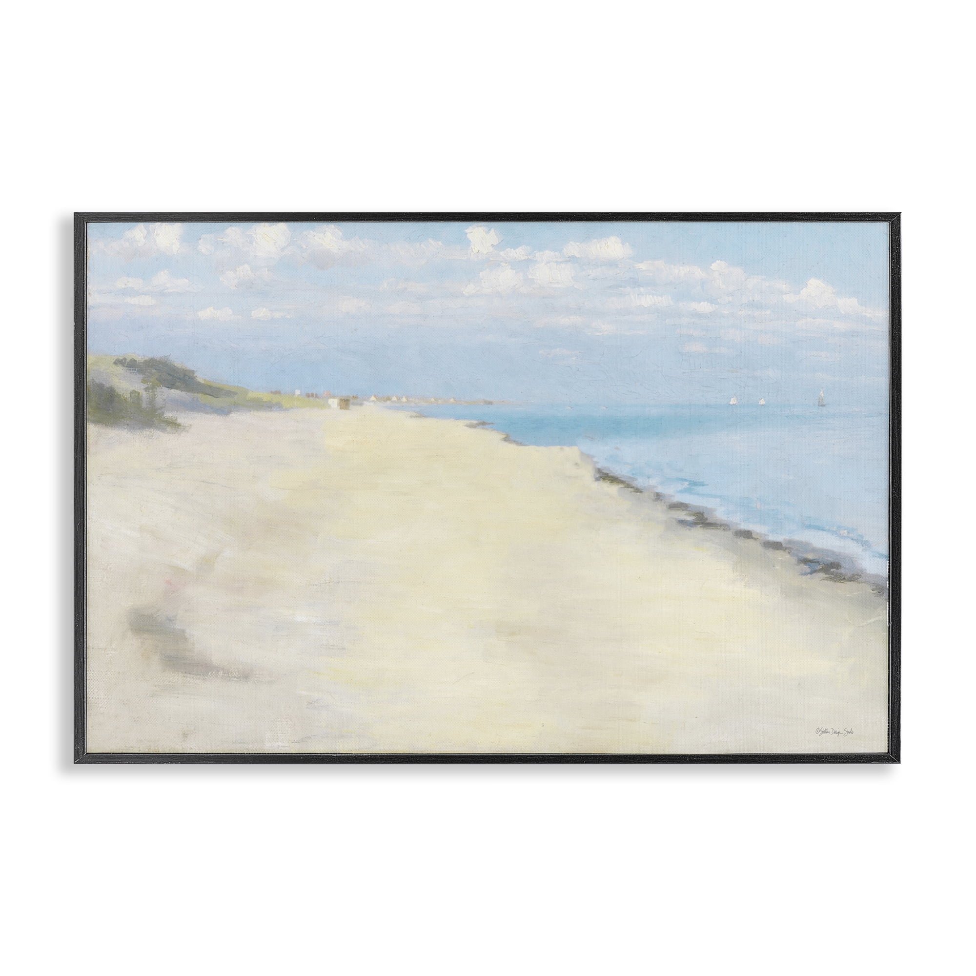 Stupell Industries Solemn Beach Tide Landscape & Nature Painting Black Framed Art Print Wall Art, 30 x 20