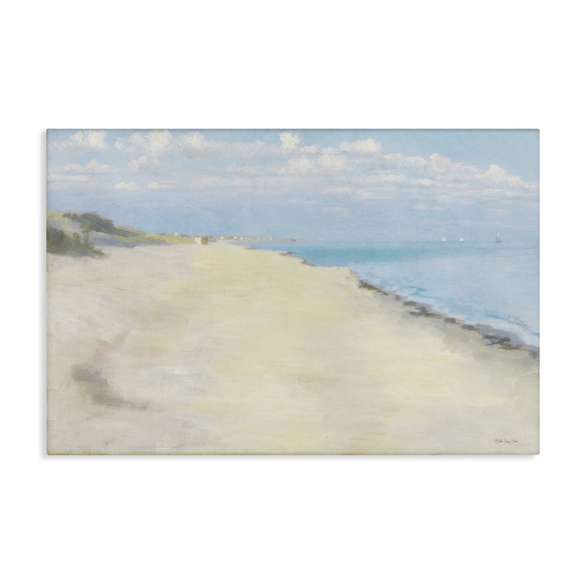 Stupell Industries Solemn Beach Tide Landscape & Nature Painting Wrapped Canvas Art Print Wall Art, 45 x 30