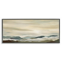 Stupell Industries Solemn Mountains Peeking Landscape Painting Black Framed Art Print Wall Art, 24 x 10