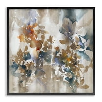 Stupell Industries Solemn Neutral Botanicals Floral Painting Black Framed Art Print Wall Art, 12 x 12