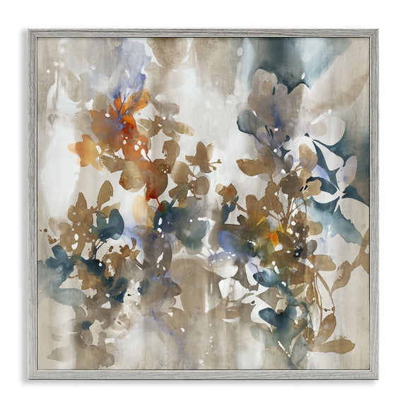 Stupell Industries Solemn Neutral Botanicals Floral Painting Gray Framed Art Print Wall Art, 12 x 12