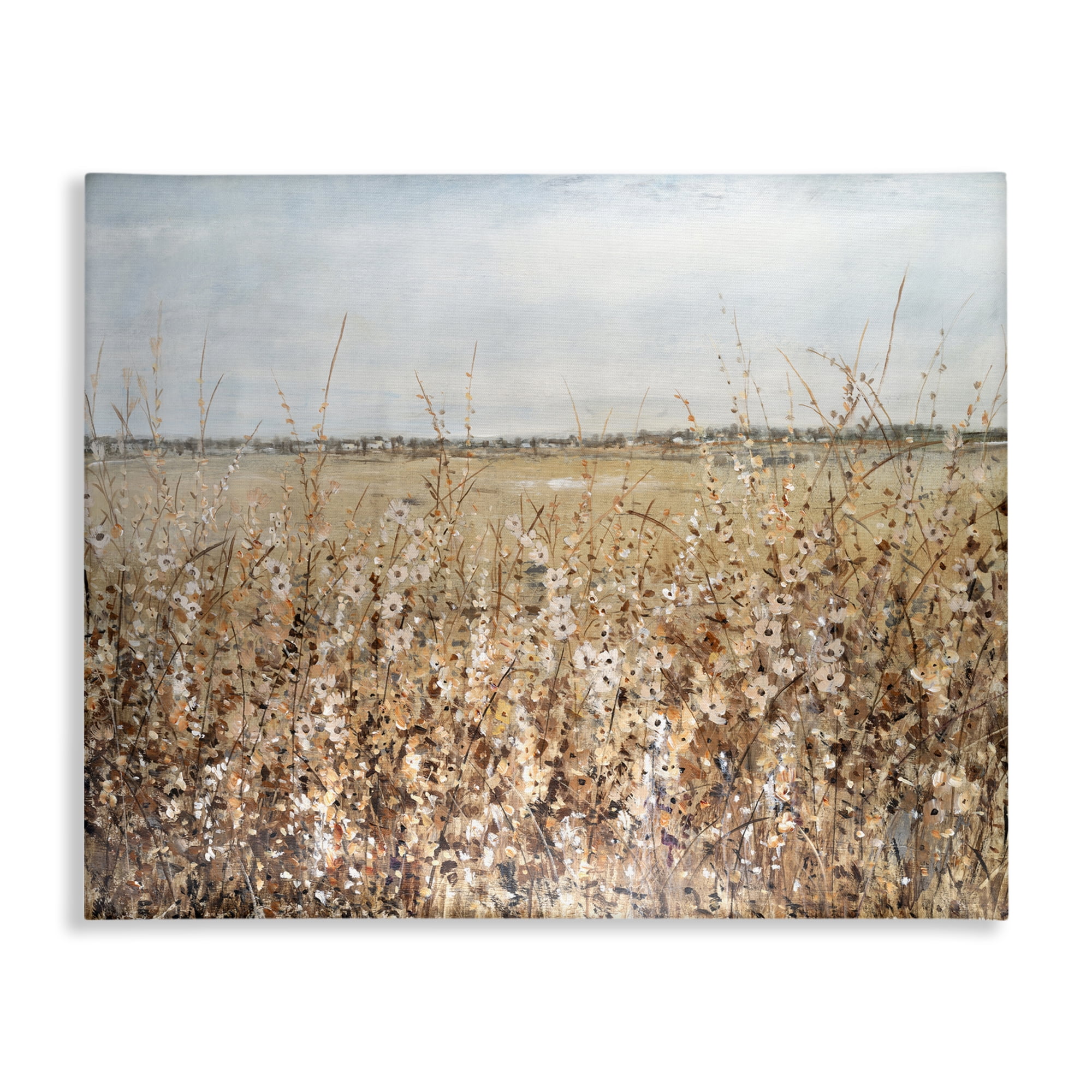 Stupell Industries Solemn Neutral Meadow Landscape & Nature Painting Wrapped Canvas Art Print Wall Art, 40 x 30