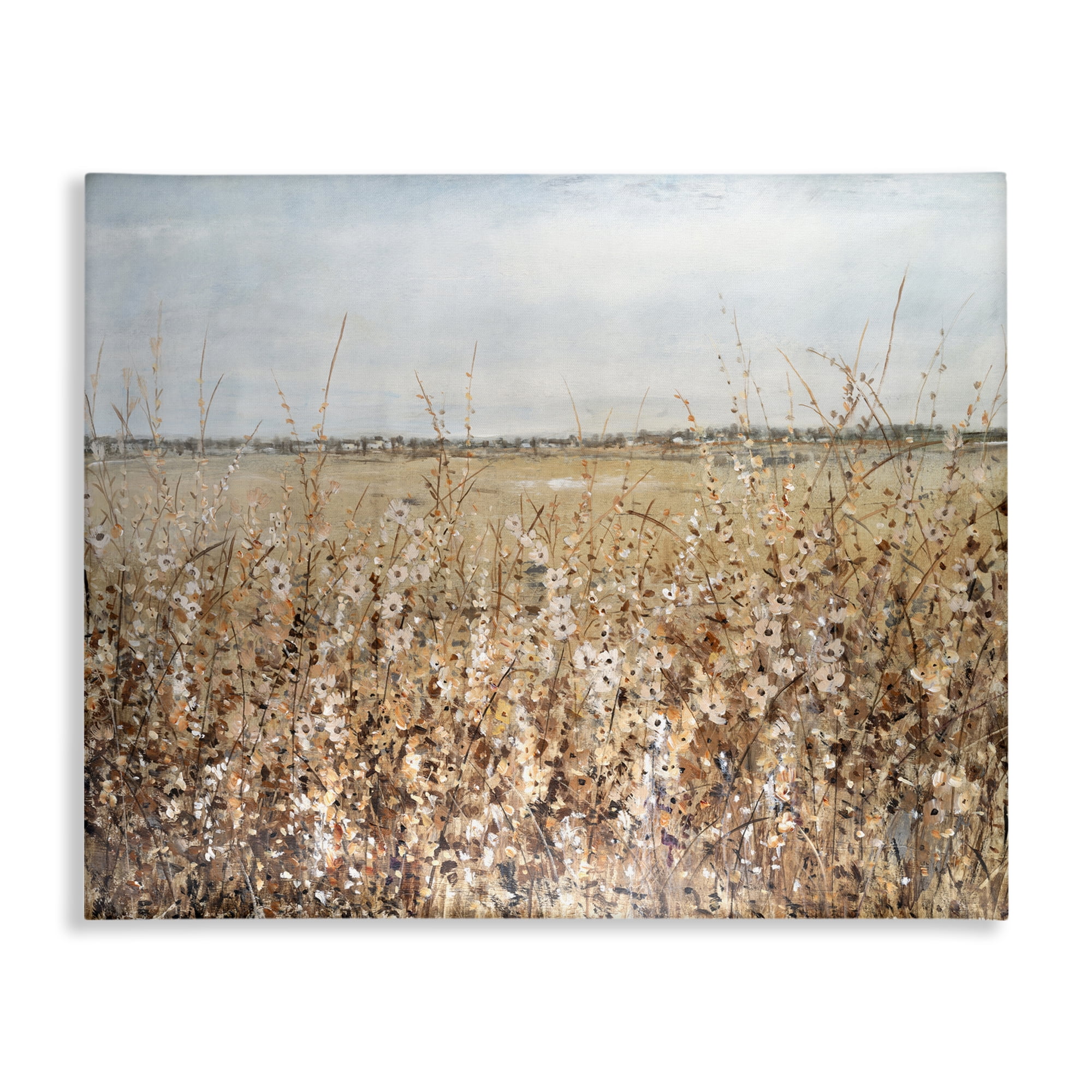 Stupell Industries Solemn Neutral Meadow Landscape & Nature Painting Wrapped Canvas Art Print Wall Art, 48 x 36
