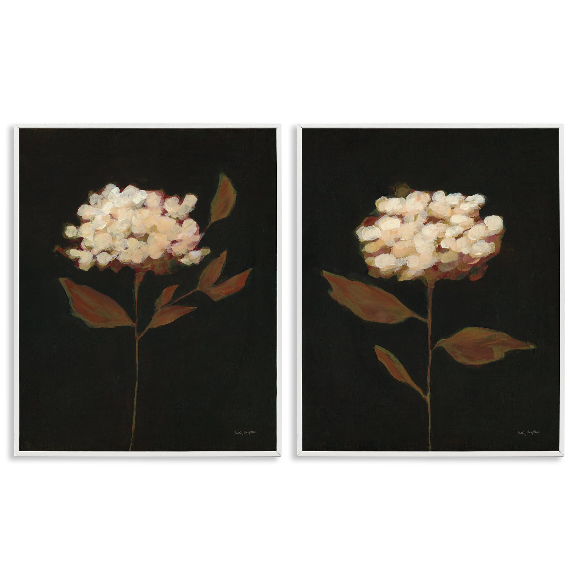 Stupell Industries Solitary Bloom Before Fall Plants & Flowers Painting White Framed Art Print Wall Art, 11 x 14, Set of 2