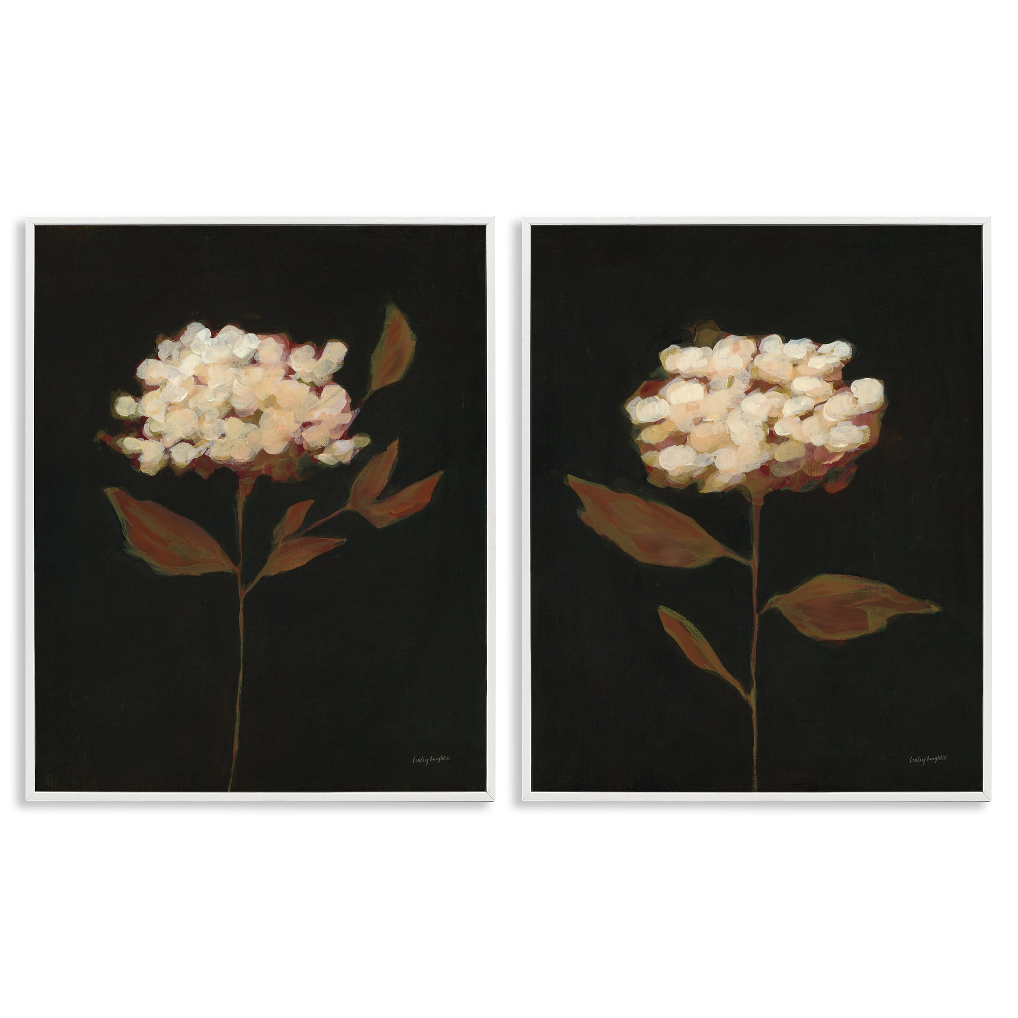 Stupell Industries Solitary Bloom Before Fall Plants & Flowers Painting White Framed Art Print Wall Art, 16 x 20, Set of 2