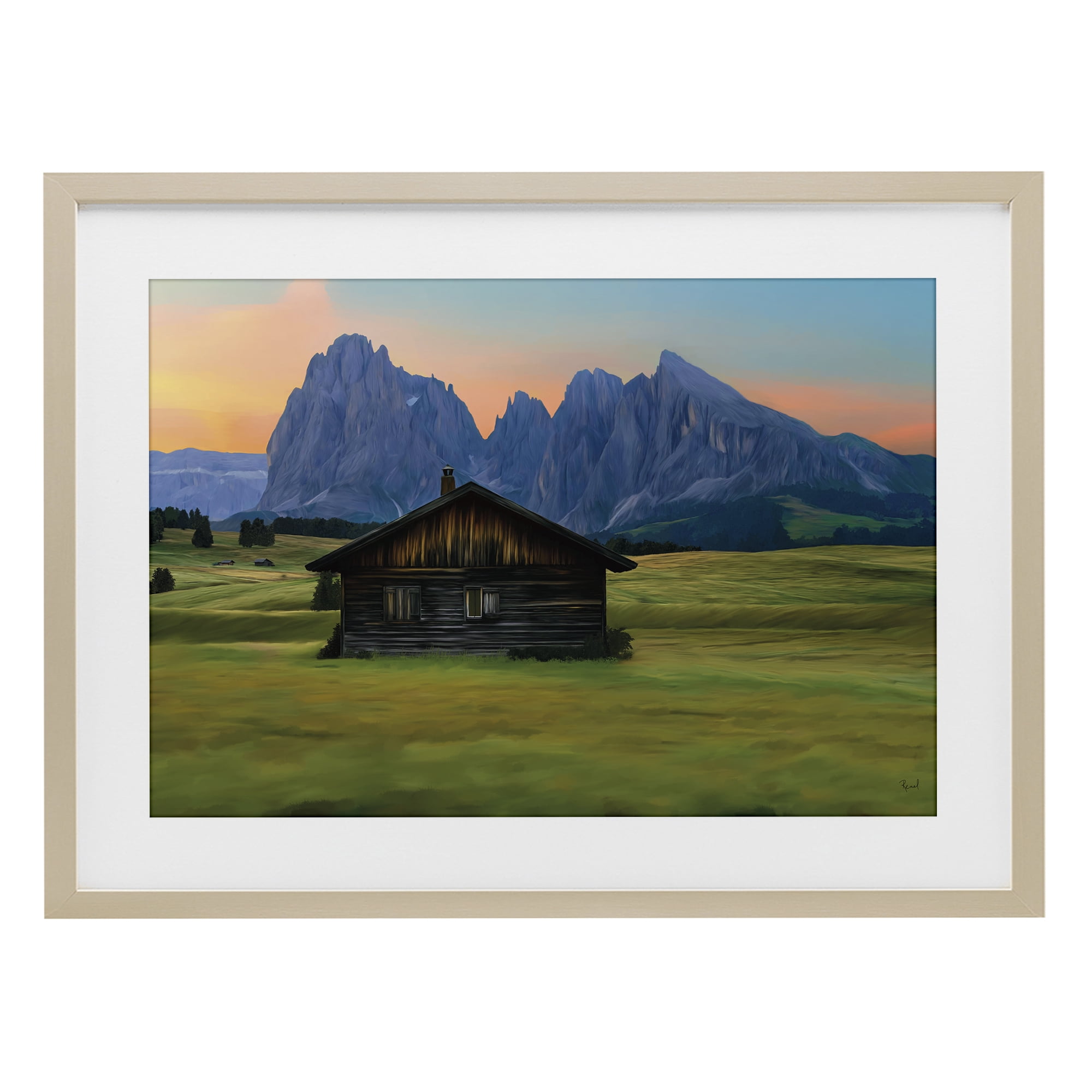 Stupell Industries Solitary Cabin with Looming Cliffs Birch Framed Print Under Glass, design by Renel Peters