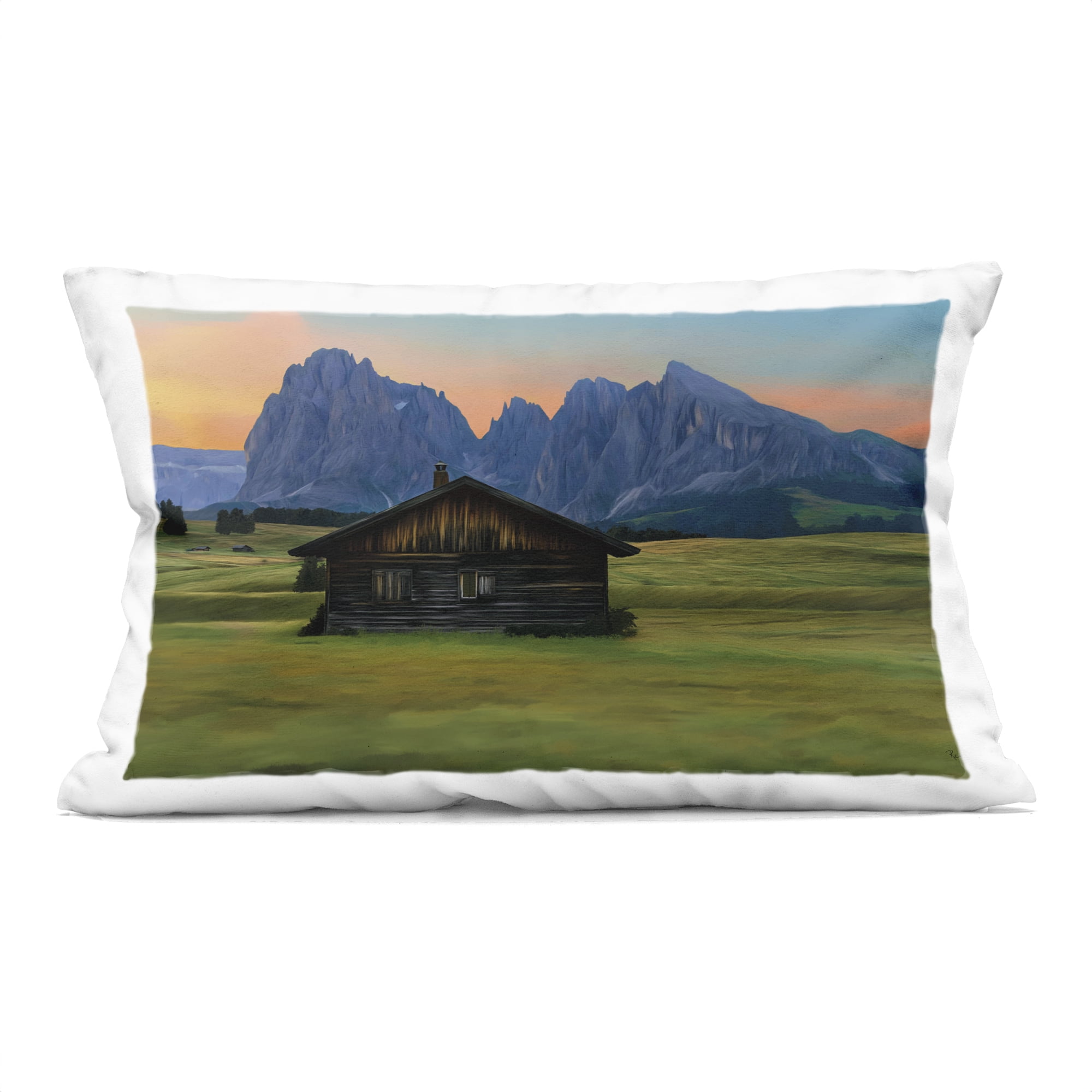 Stupell Industries Solitary Cabin with Looming Cliffs Decorative Printed Throw Pillow, design by Renel Peters