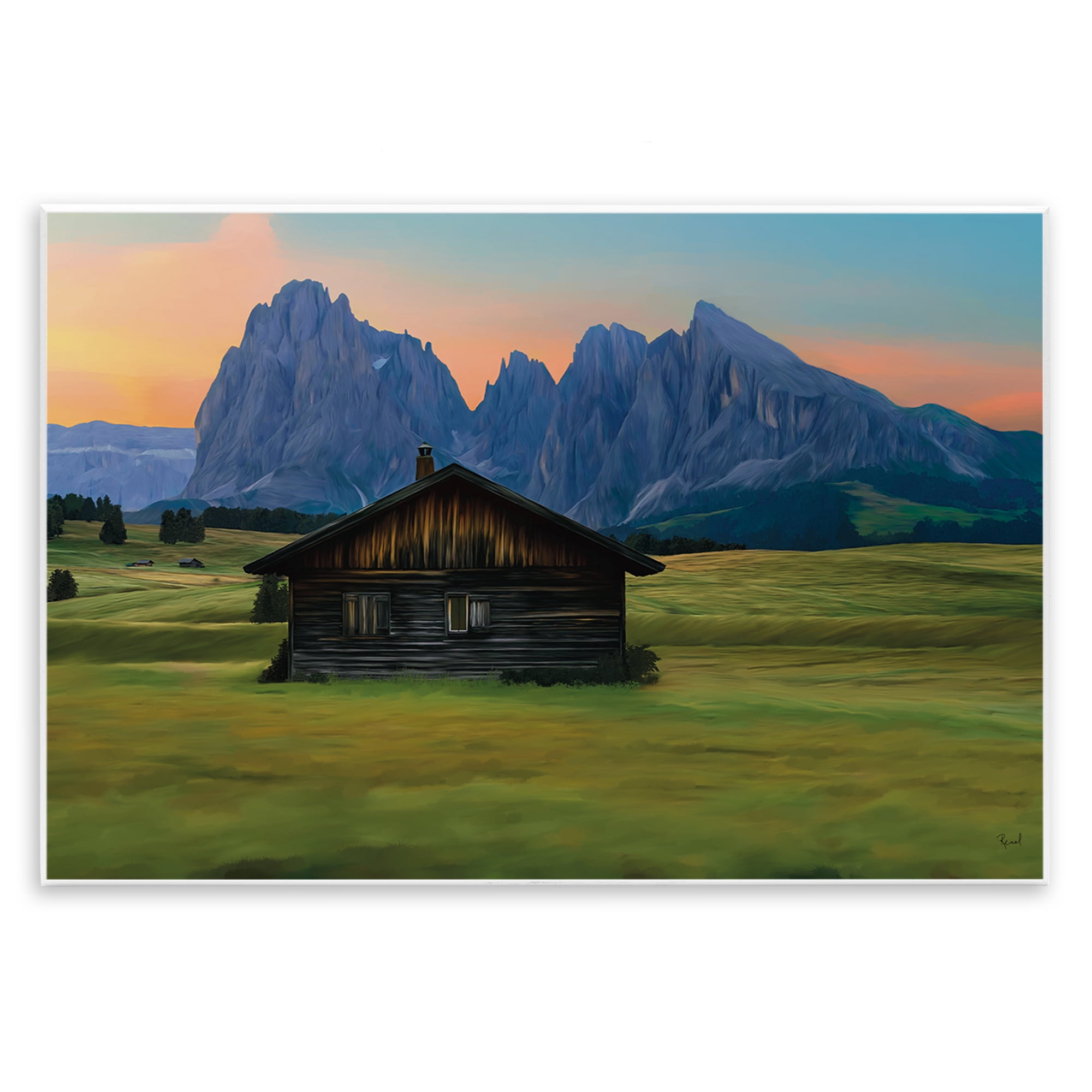 Stupell Industries Solitary Cabin with Looming Cliffs Wall Plaque Art, design by Renel Peters