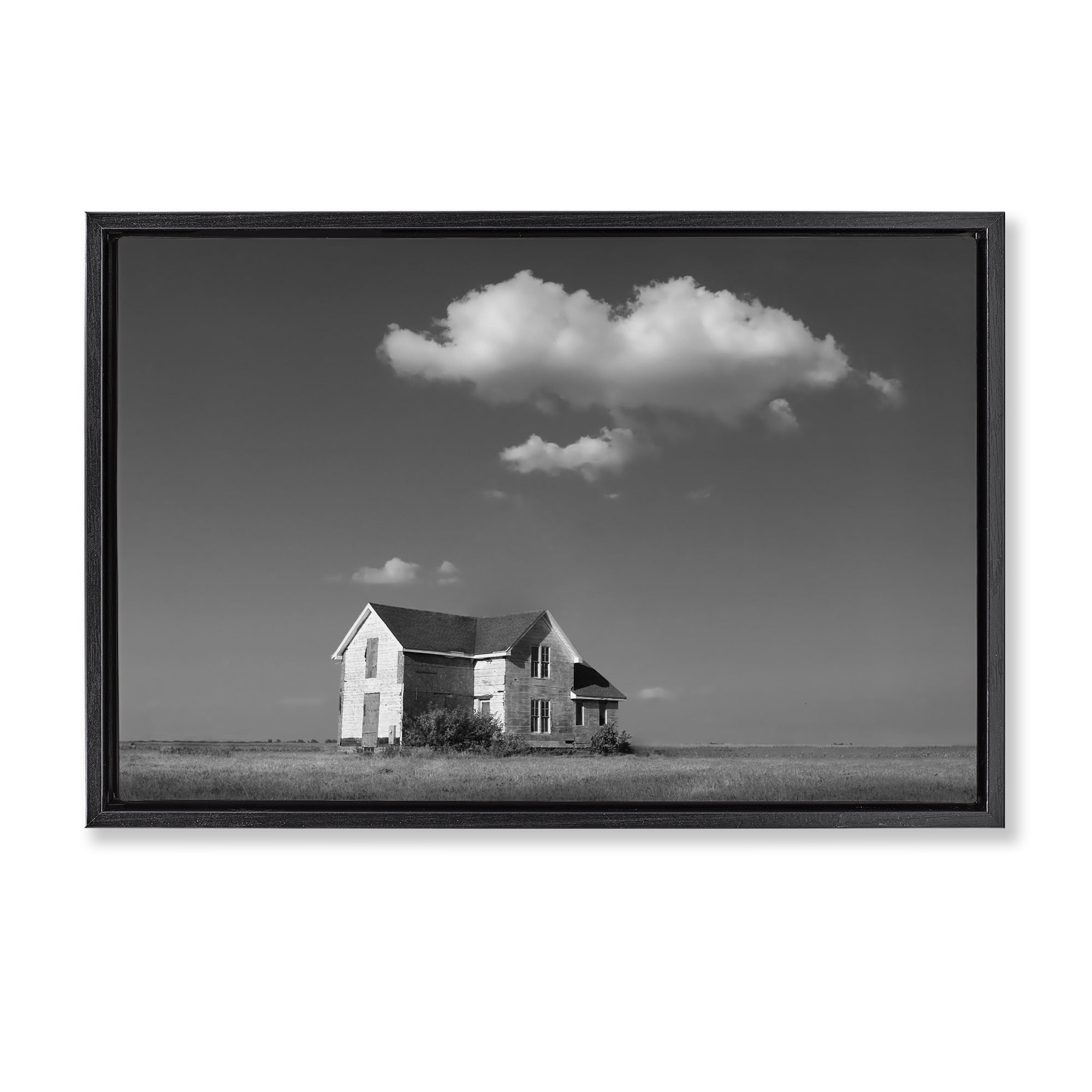 Stupell Industries Solitary Erstwhile Cottage Black Framed Floater Canvas Wall Art, design by Steve Toole