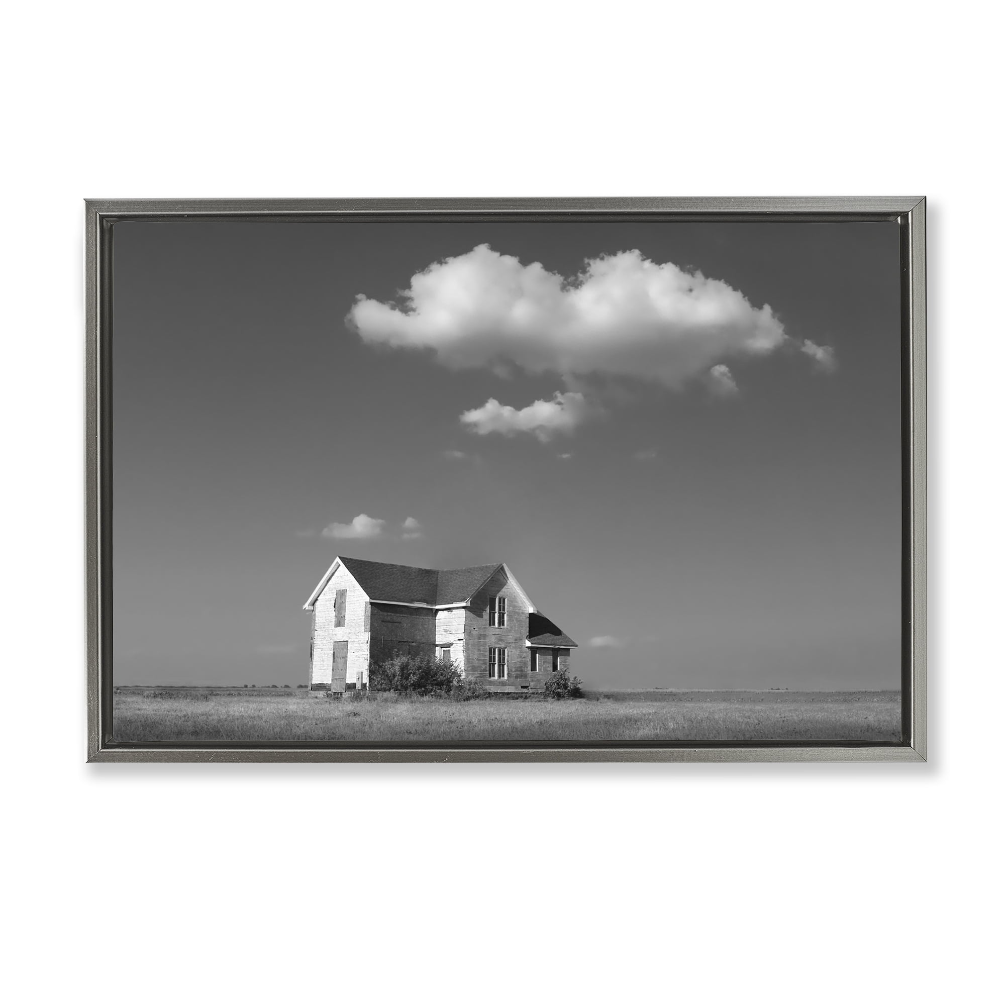 Stupell Industries Solitary Erstwhile Cottage Gray Framed Floater Canvas Wall Art, design by Steve Toole