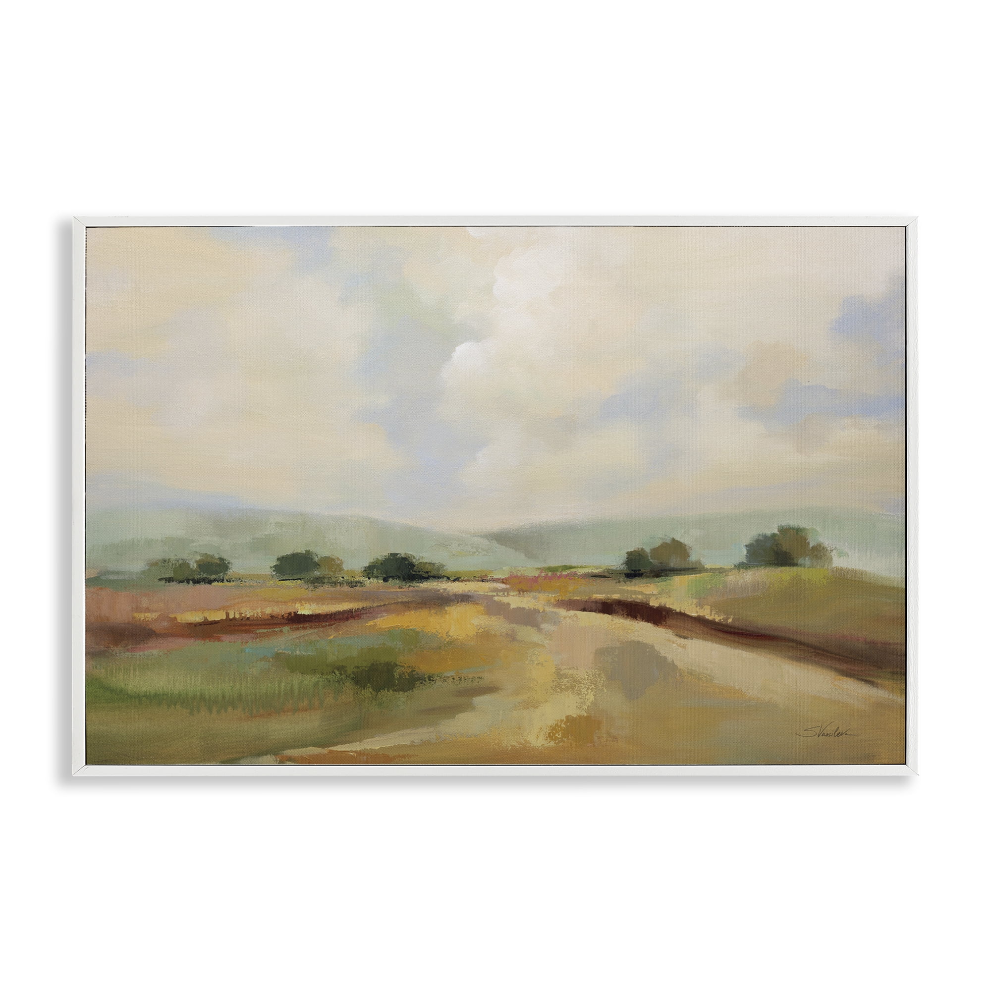 Stupell Industries Solitary Rural Landscape Landscape & Nature Painting White Framed Art Print Wall Art, 24 x 16