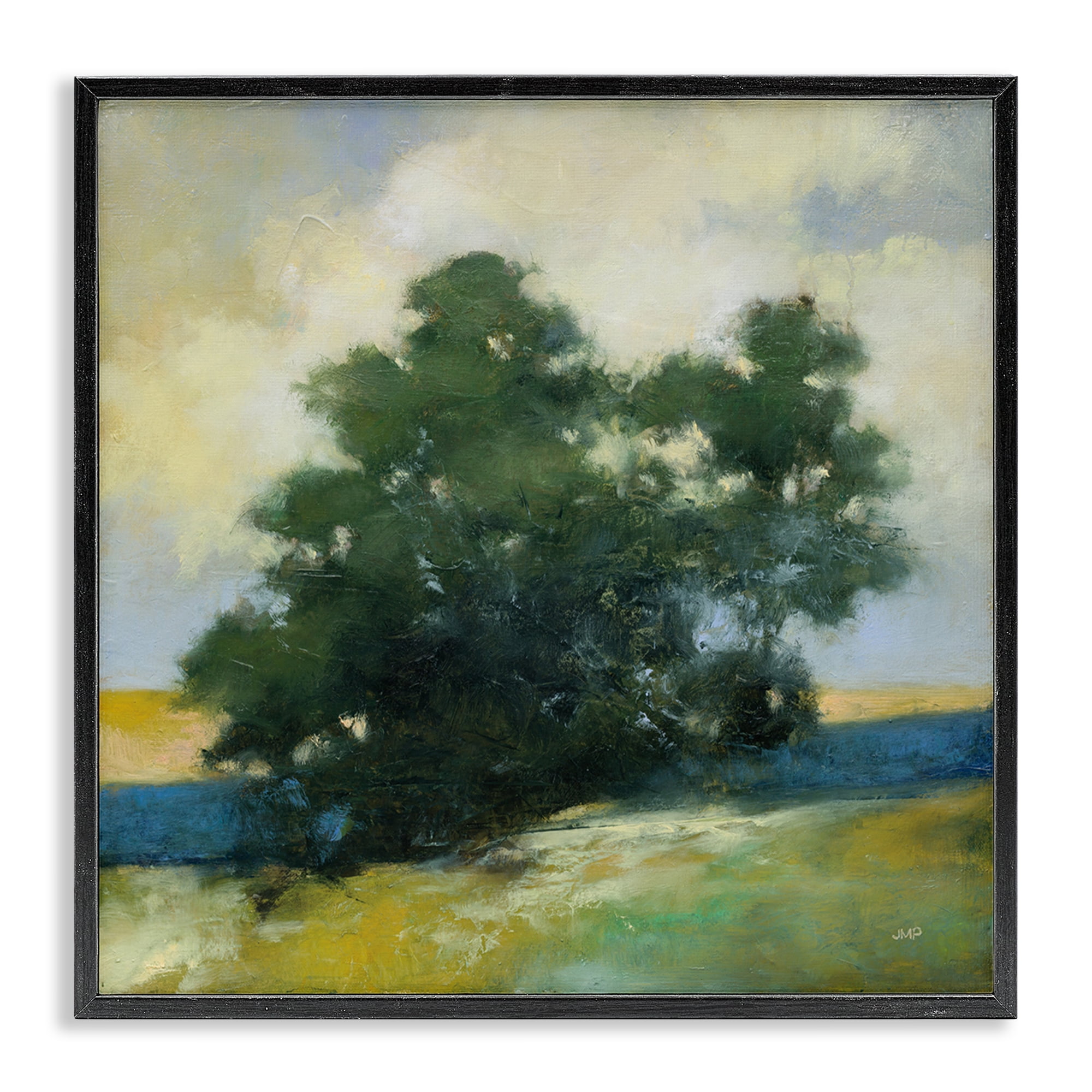 Stupell Industries Solitary Trees Landscape Landscape & Nature Painting Black Framed Art Print Wall Art, 24 x 24