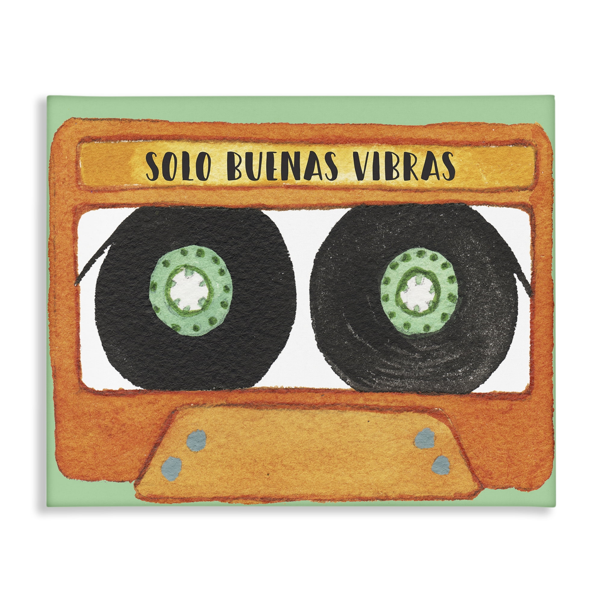 Stupell Industries Solo Buenas Vibras Casete Music Painting Wrapped Canvas Art Print Wall Art, 30 x 24