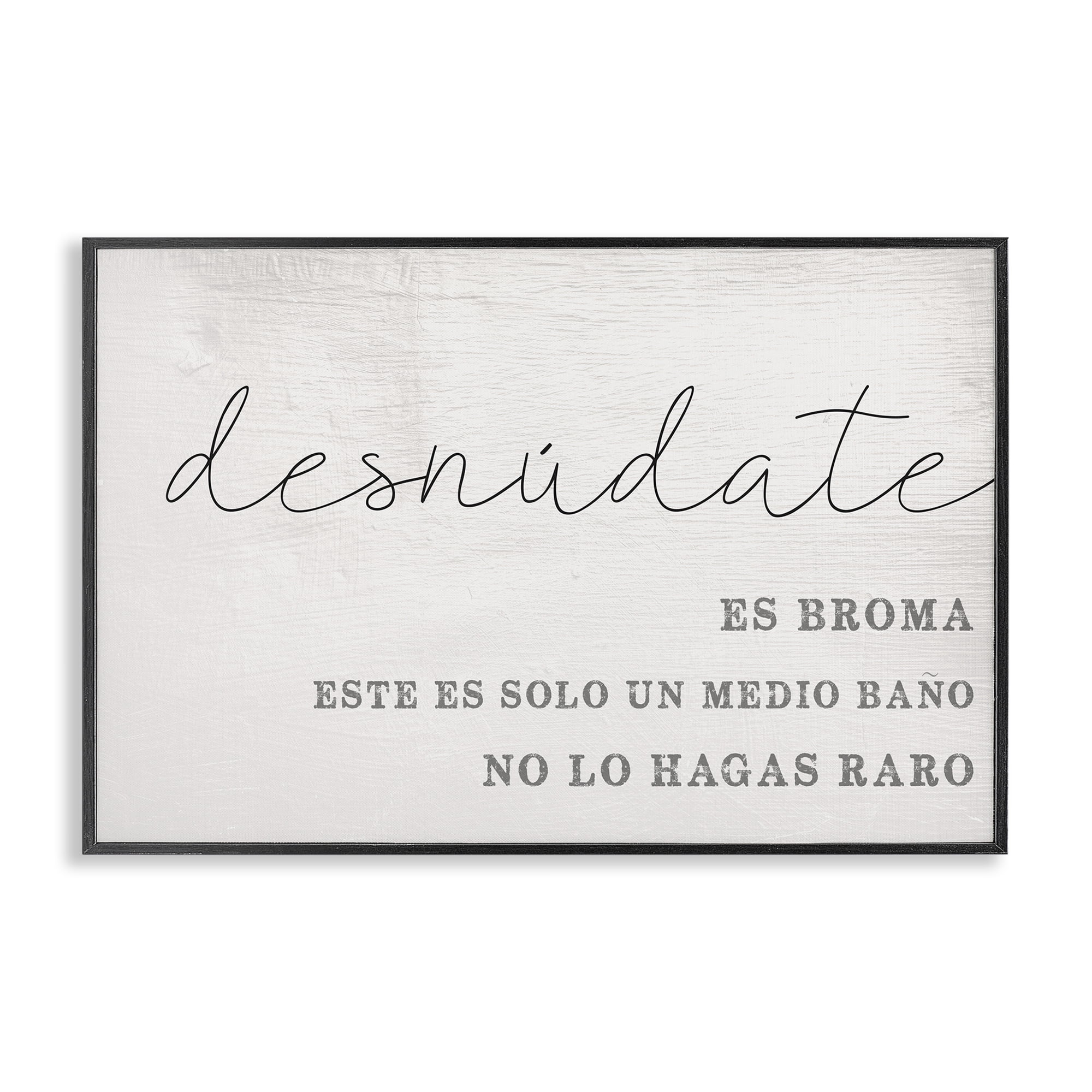 Stupell Industries Solo un Medio Baño Bath & Laundry Painting Black Framed Art Print Wall Art, 30 x 20