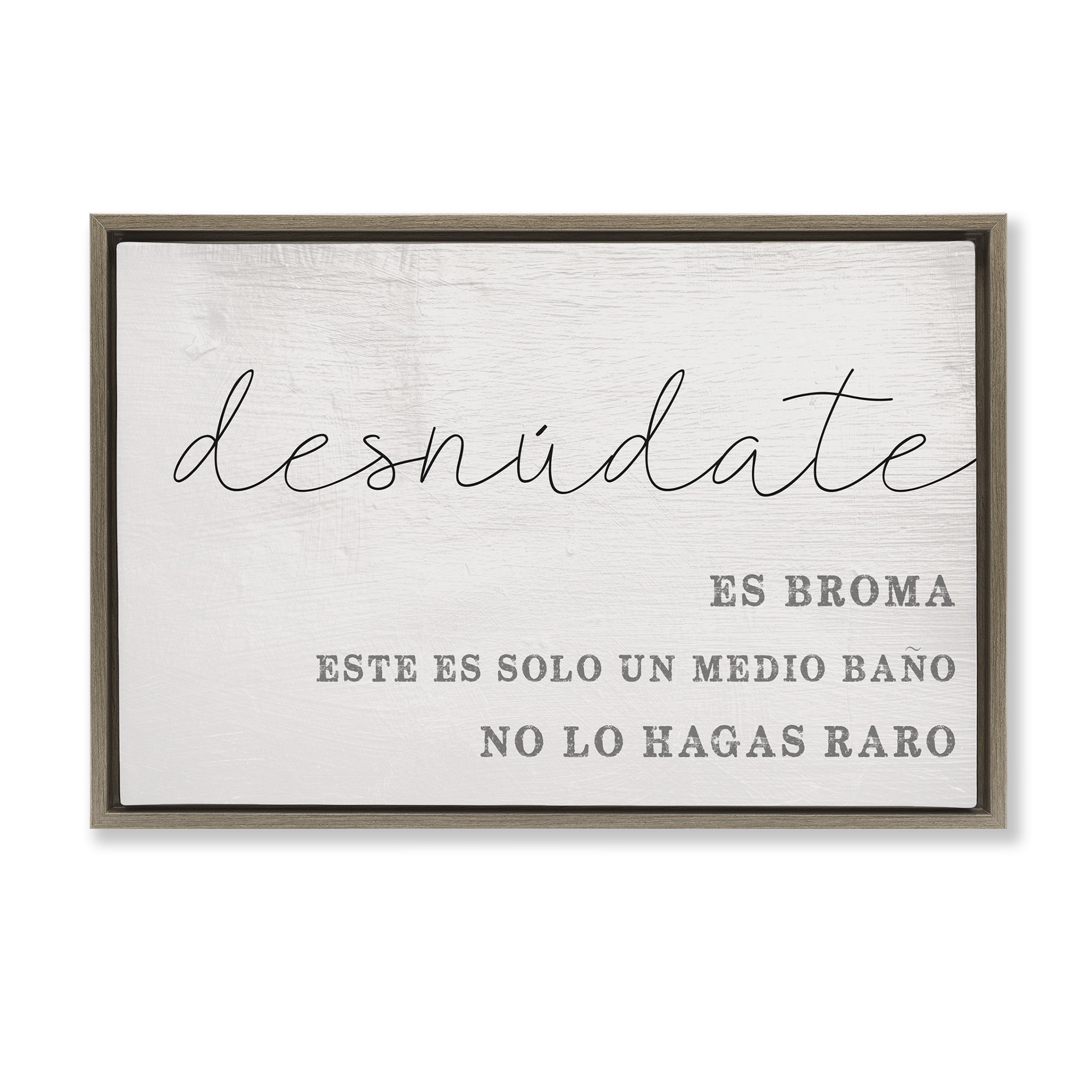 Stupell Industries Solo un Medio Baño Bath & Laundry Painting Brown Floater Framed Art Print Wall Art, 31 x 21
