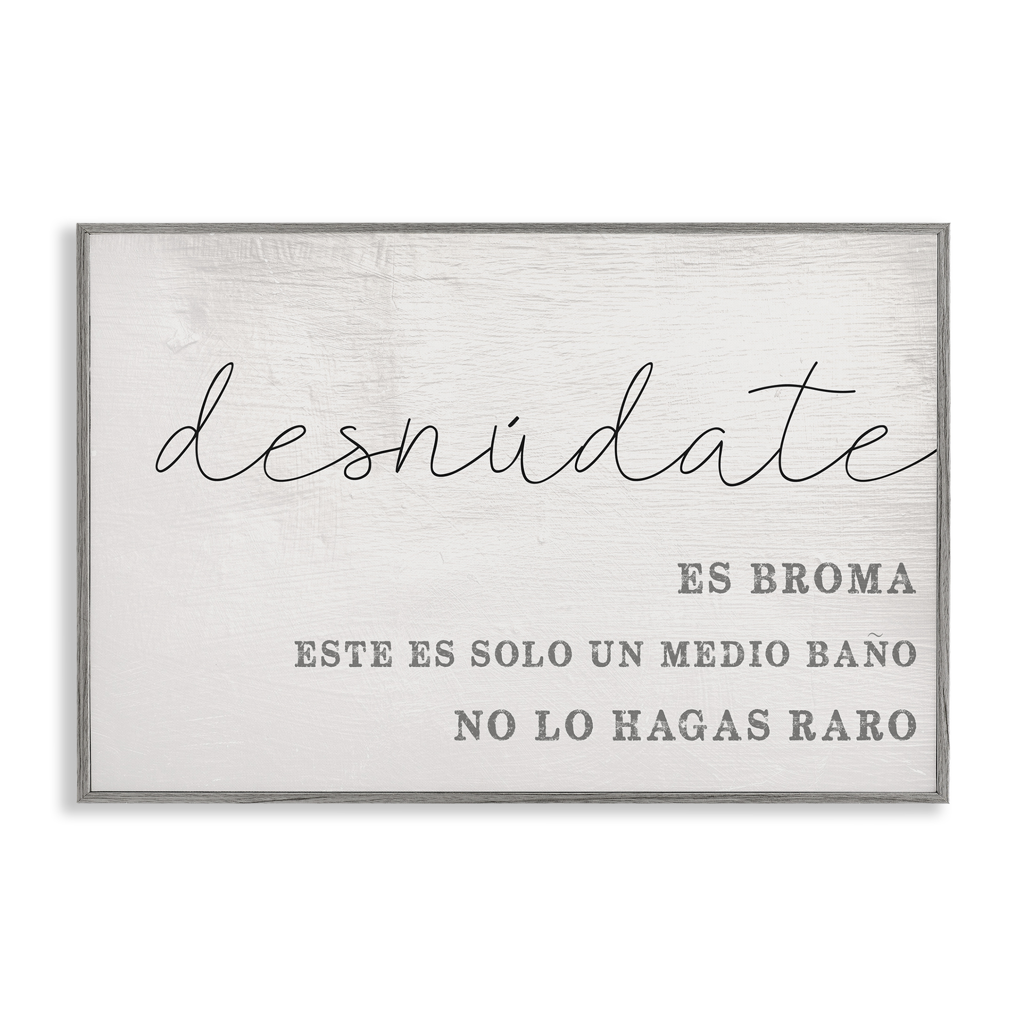 Stupell Industries Solo un Medio Baño Bath & Laundry Painting Gray Framed Art Print Wall Art, 30 x 20