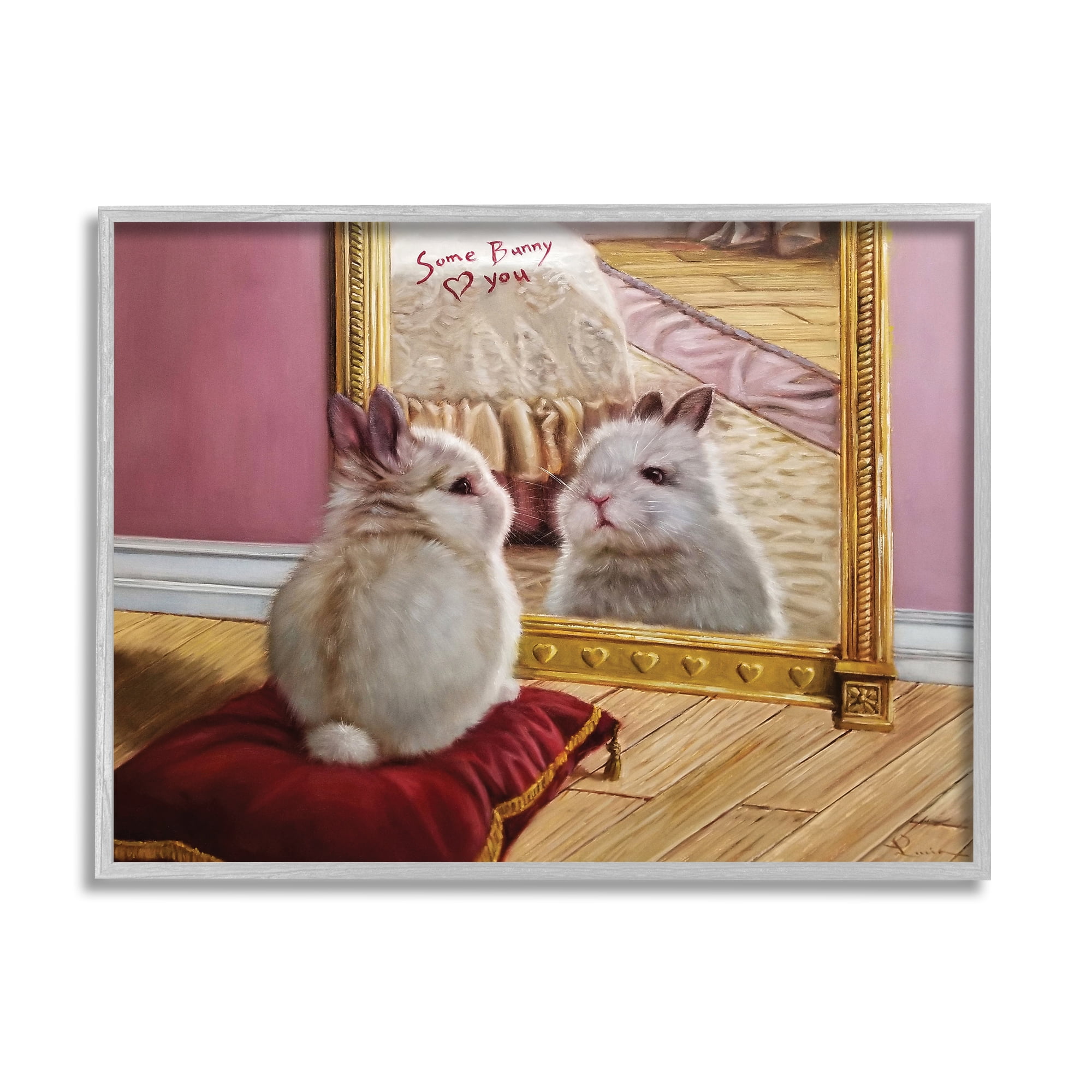 Stupell Industries Some Bunny Loves You Adorable Rabbit in Mirror, 11 x 14, Designed by Lucia Heffernan