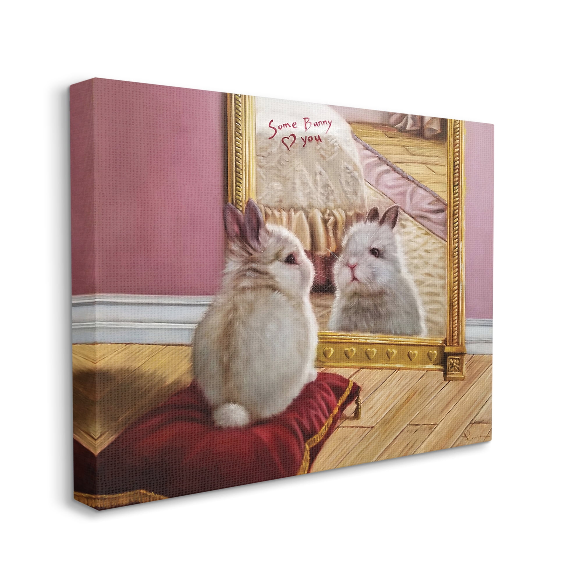 Stupell Industries Some Bunny Loves You Adorable Rabbit in Mirror, 36 x 48, Designed by Lucia Heffernan