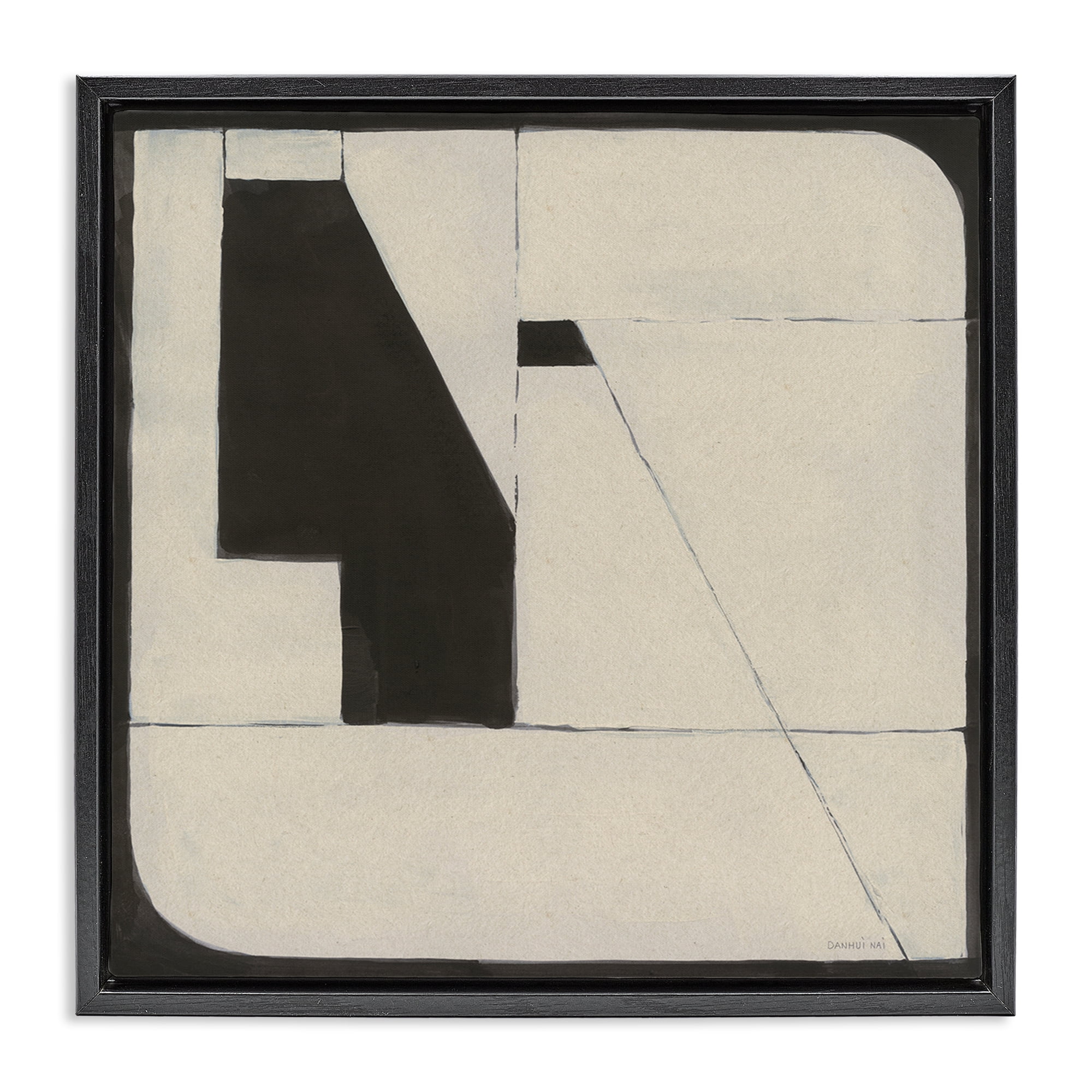 Stupell Industries Someday Soon Composition Abstract Painting Black Floater Framed Canvas Art Print Wall Art, 18 x 18