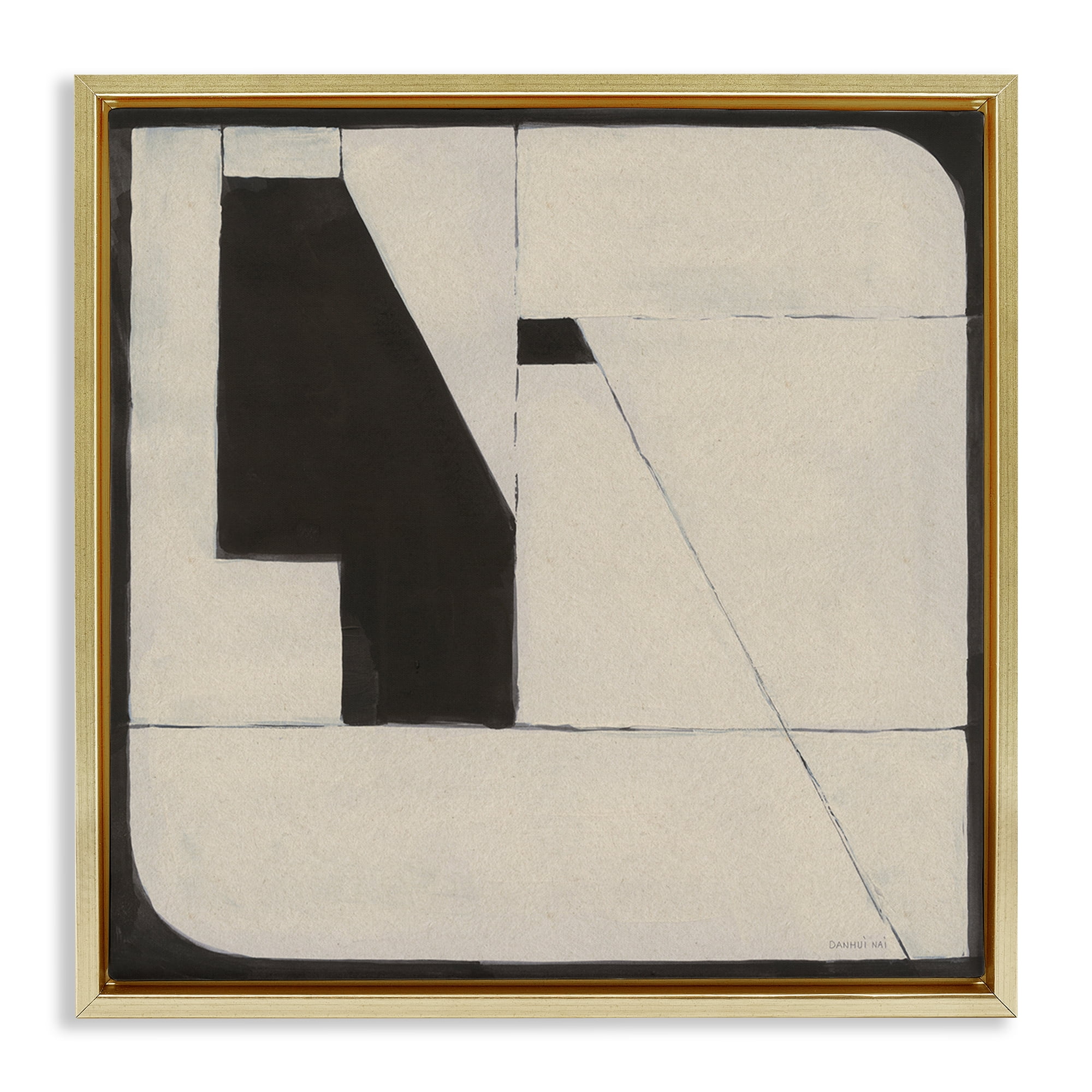 Stupell Industries Someday Soon Composition Abstract Painting Gold Floater Framed Canvas Art Print Wall Art, 18 x 18