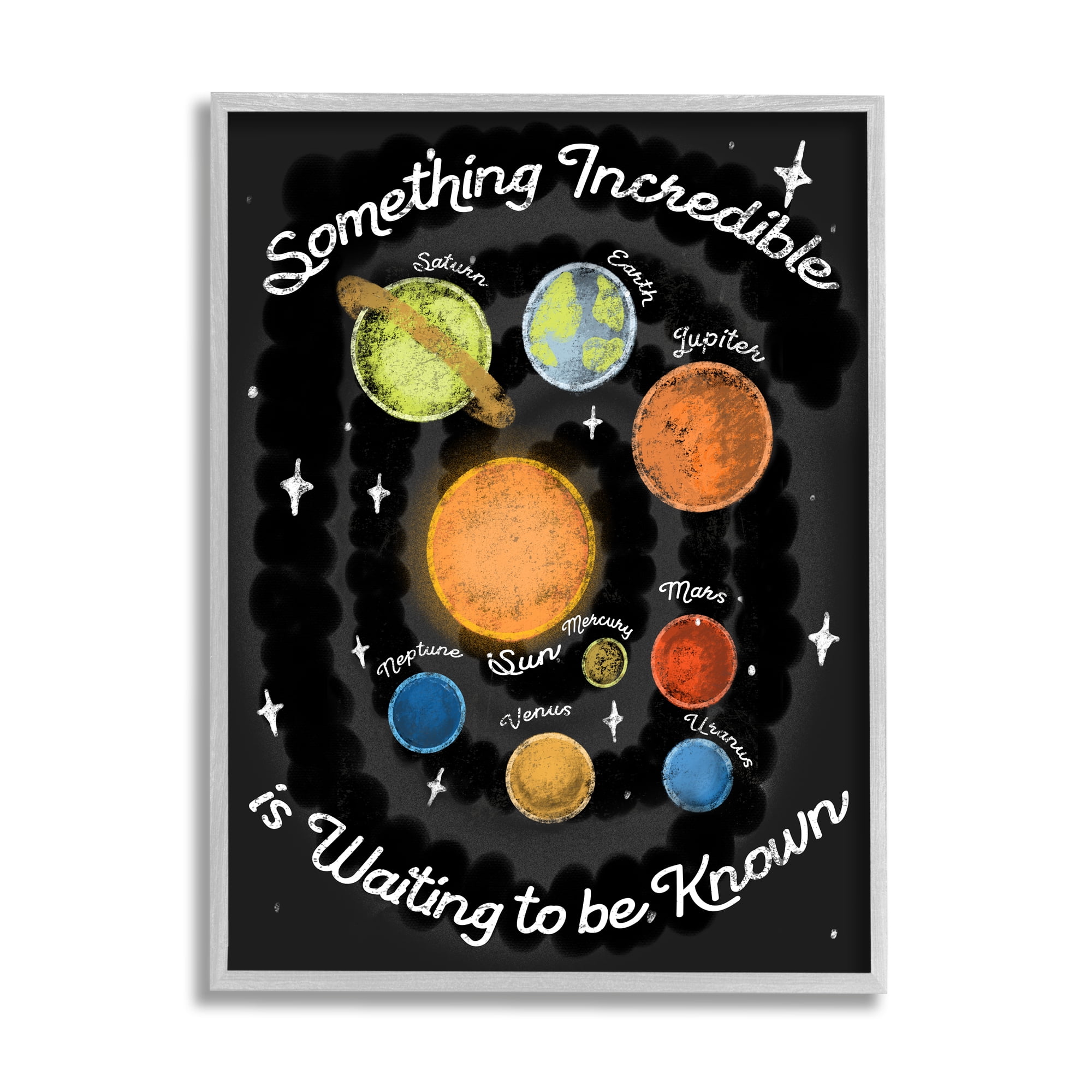 Stupell Industries Something Incredible Is Waiting Quote Planets Sun Earth, 11 x 14, Designed by Daphne Polselli