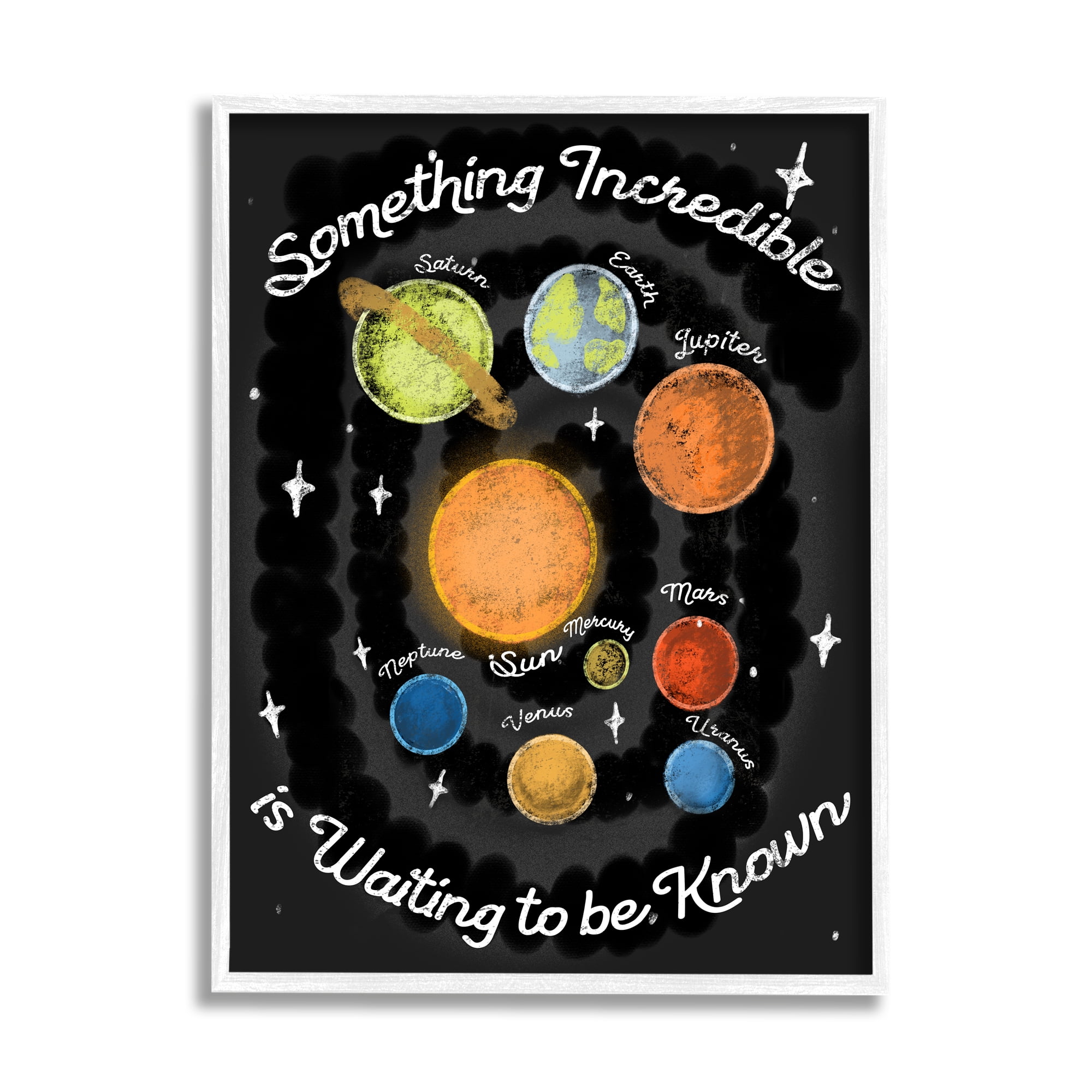Stupell Industries Something Incredible Is Waiting Quote Planets Sun Earth, 11 x 14, Designed by Daphne Polselli