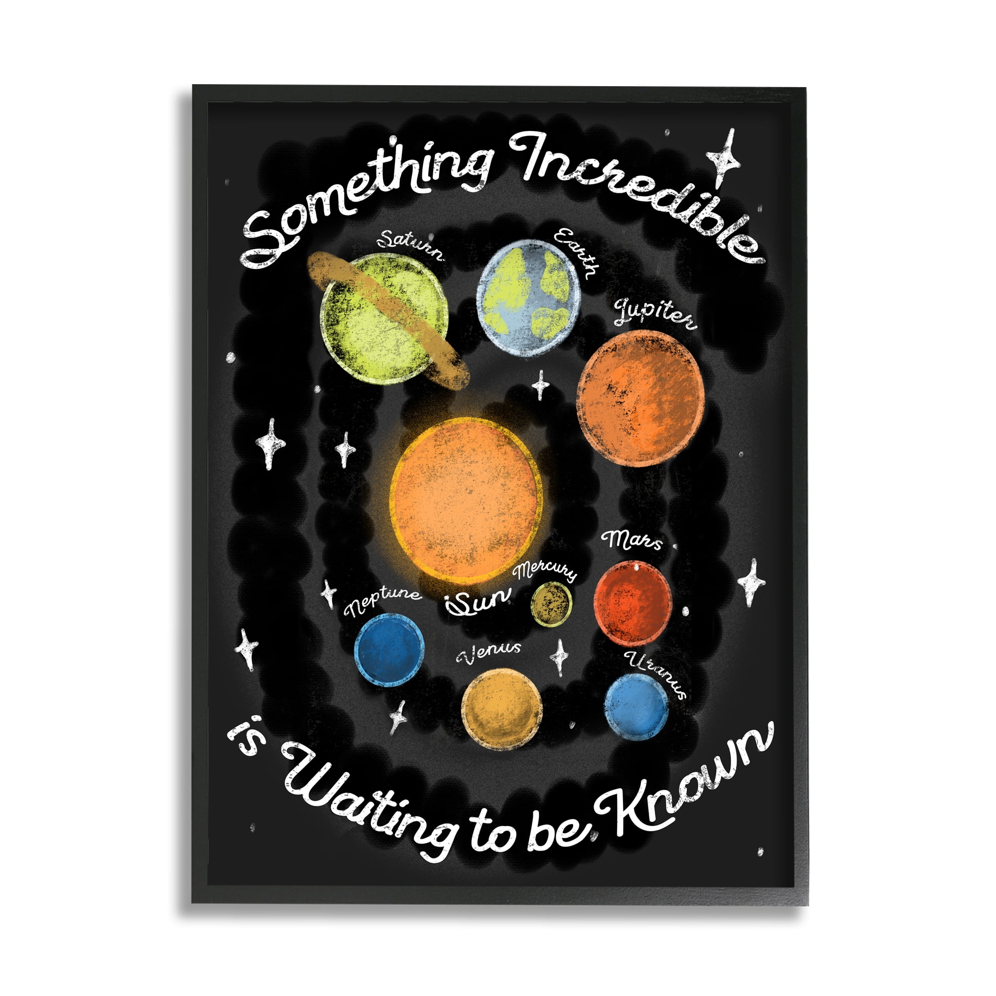 Stupell Industries Something Incredible Is Waiting Quote Planets Sun Earth, 11 x 14, Designed by Daphne Polselli