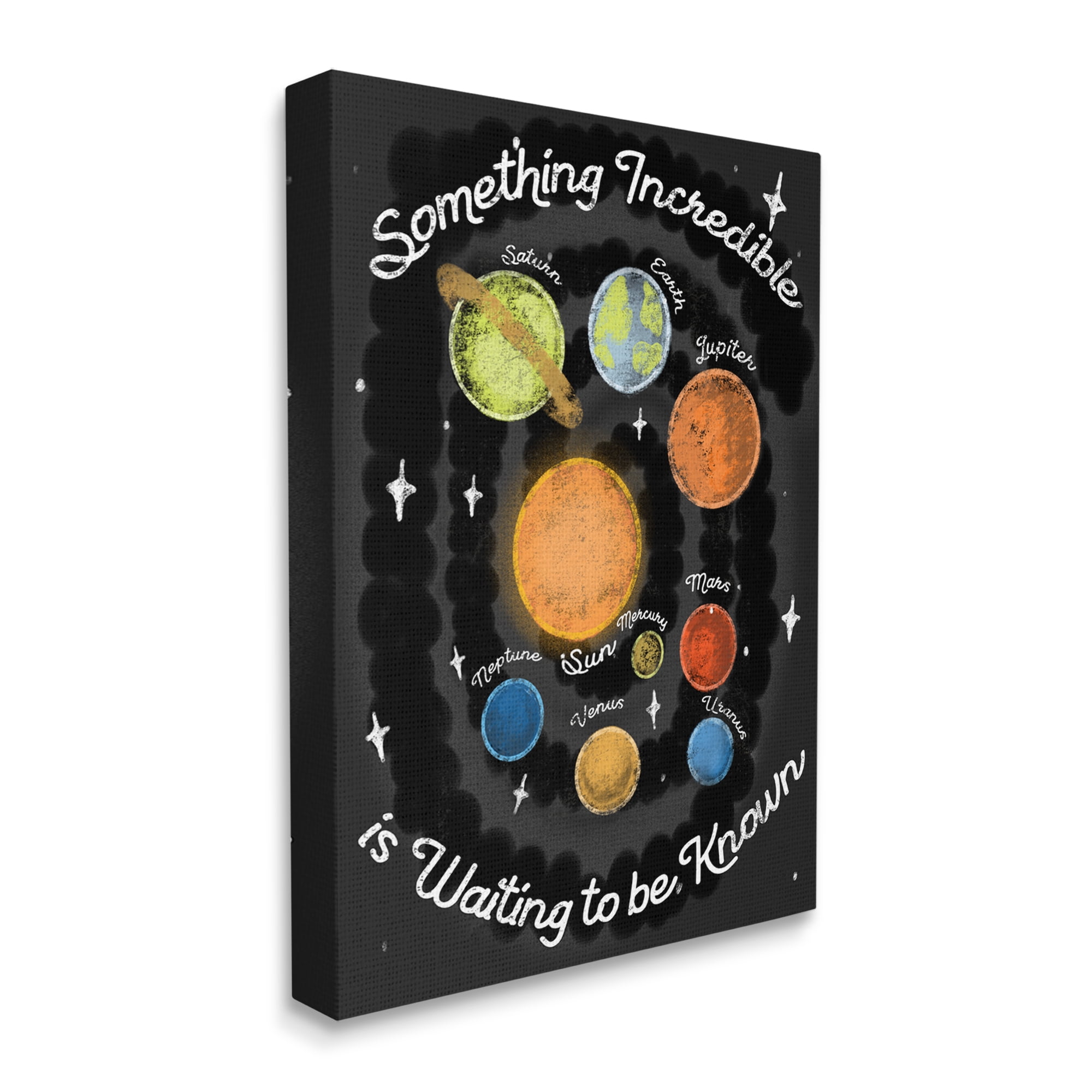Stupell Industries Something Incredible Is Waiting Quote Planets Sun Earth, 24 x 30, Designed by Daphne Polselli