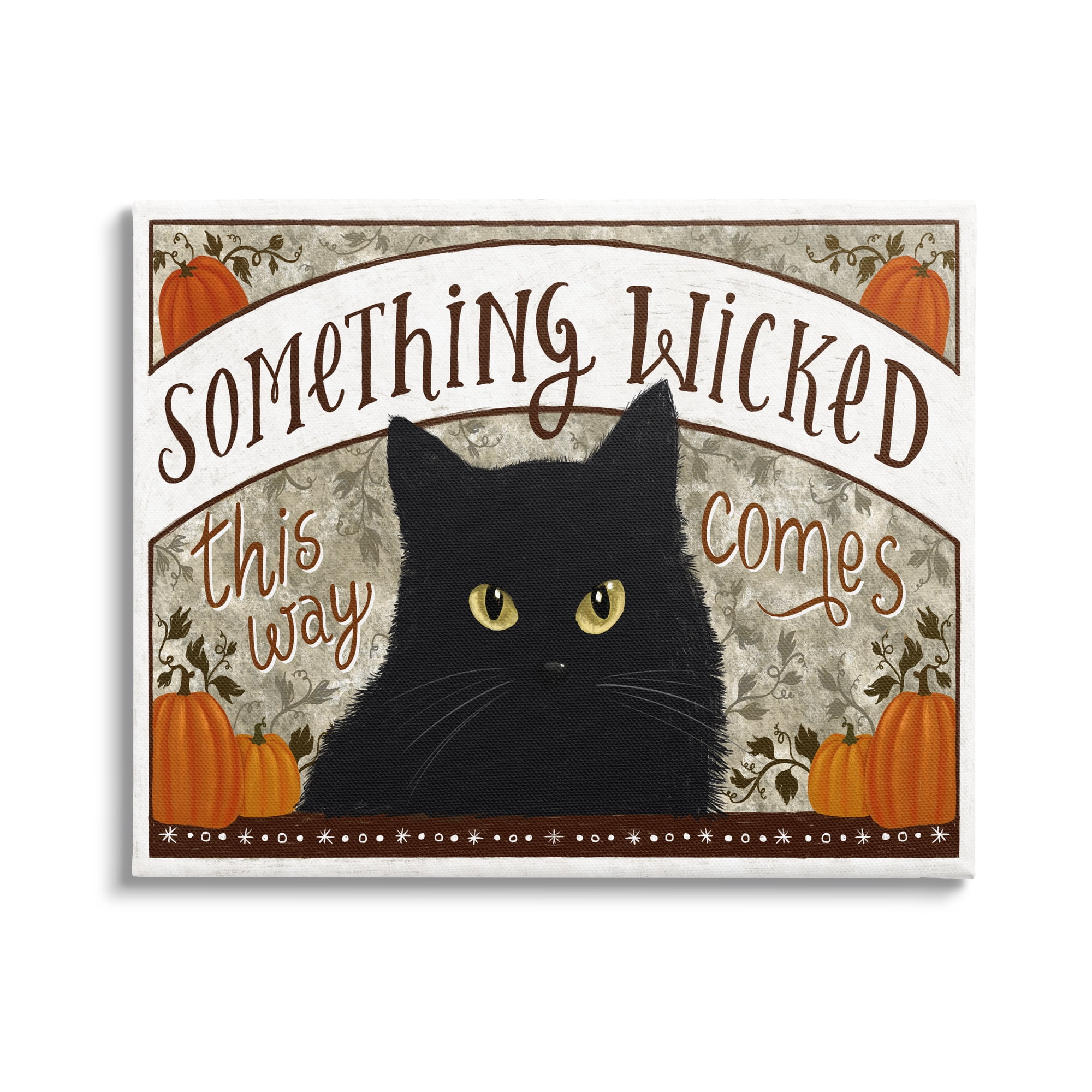 Stupell Industries Something Wicked Black Cat Holiday Painting Gallery Wrapped Canvas Art Print Wall Art, 30 x 24