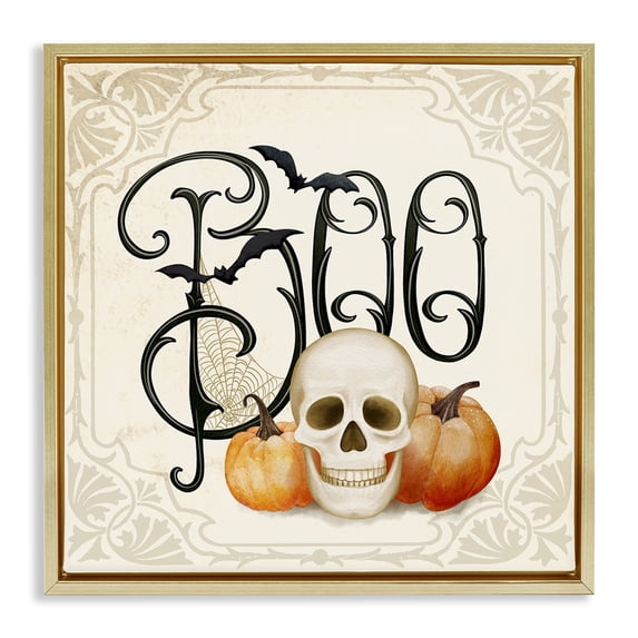 Stupell Industries Shabby Chic Something Wicked Boo Gold Floating Frame Canvas Art, 25 x 25, by Nicole Tamarin