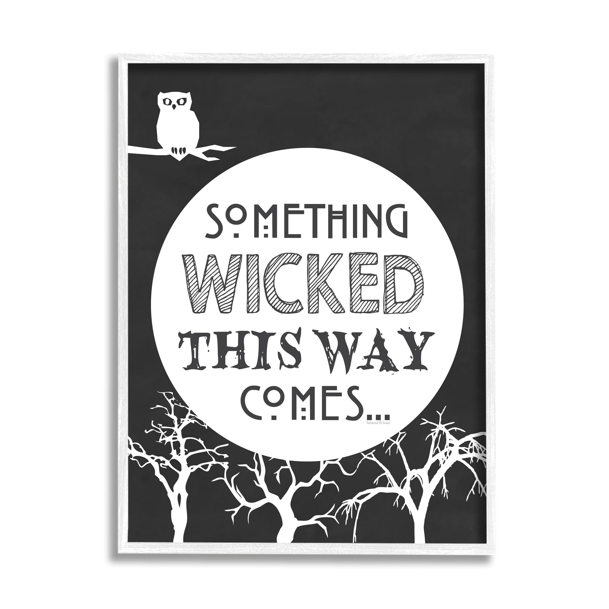 Stupell Industries Something Wicked This Way Comes Spooky Halloween Phrase, 11 x 14,Design by Lettered and Lined