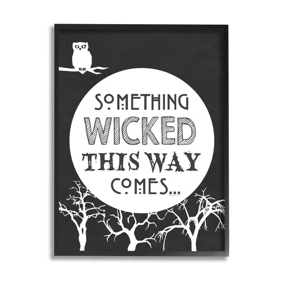 Stupell Industries Something Wicked This Way Comes Spooky Halloween Phrase Graphic Art Black Framed Art Print Wall Art, 11x14, by Lettered and Lined