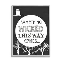 Stupell Industries Something Wicked This Way Comes Spooky Halloween Phrase Graphic Art Gray Framed Art Print Wall Art, 11x14, by Lettered and Lined