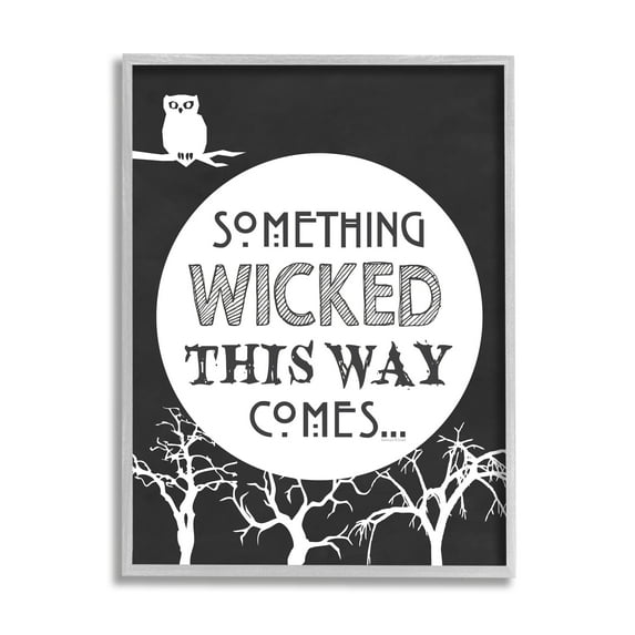 Stupell Industries Something Wicked This Way Comes Spooky Halloween Phrase Graphic Art Gray Framed Art Print Wall Art, 24x30, by Lettered and Lined