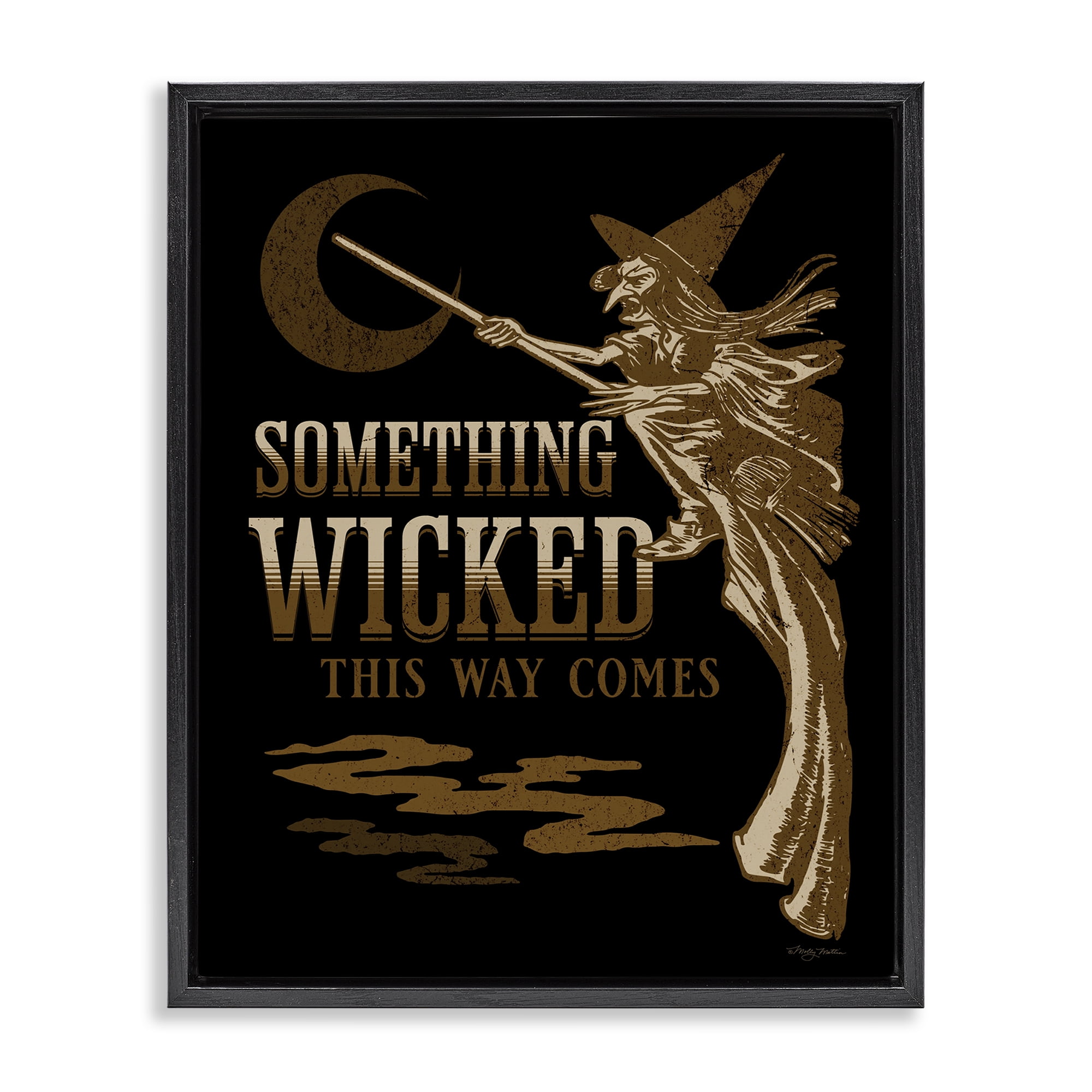 Stupell Industries Something Wicked Witch Holiday Painting Black Floater Framed Art Print Wall Art, 25 x 31