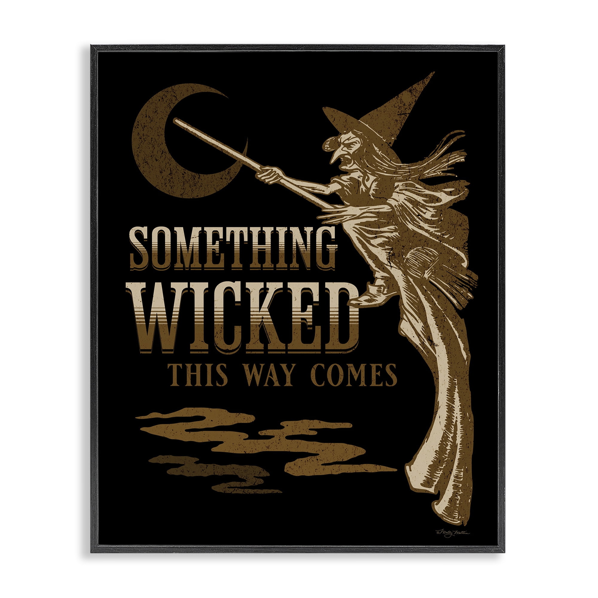 Stupell Industries Something Wicked Witch Holiday Painting Black Framed Art Print Wall Art, 16 x 20