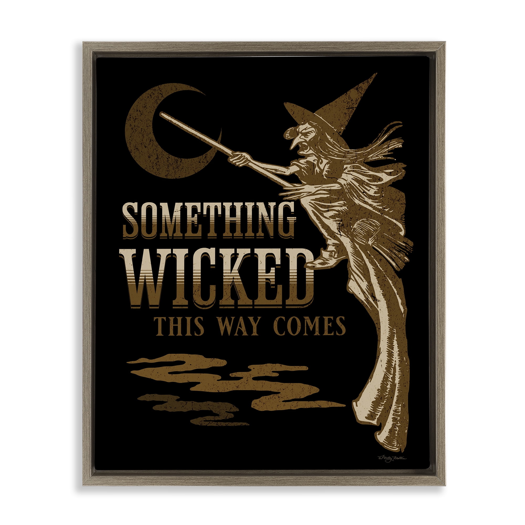 Stupell Industries Something Wicked Witch Holiday Painting Brown Floater Framed Art Print Wall Art, 25 x 31