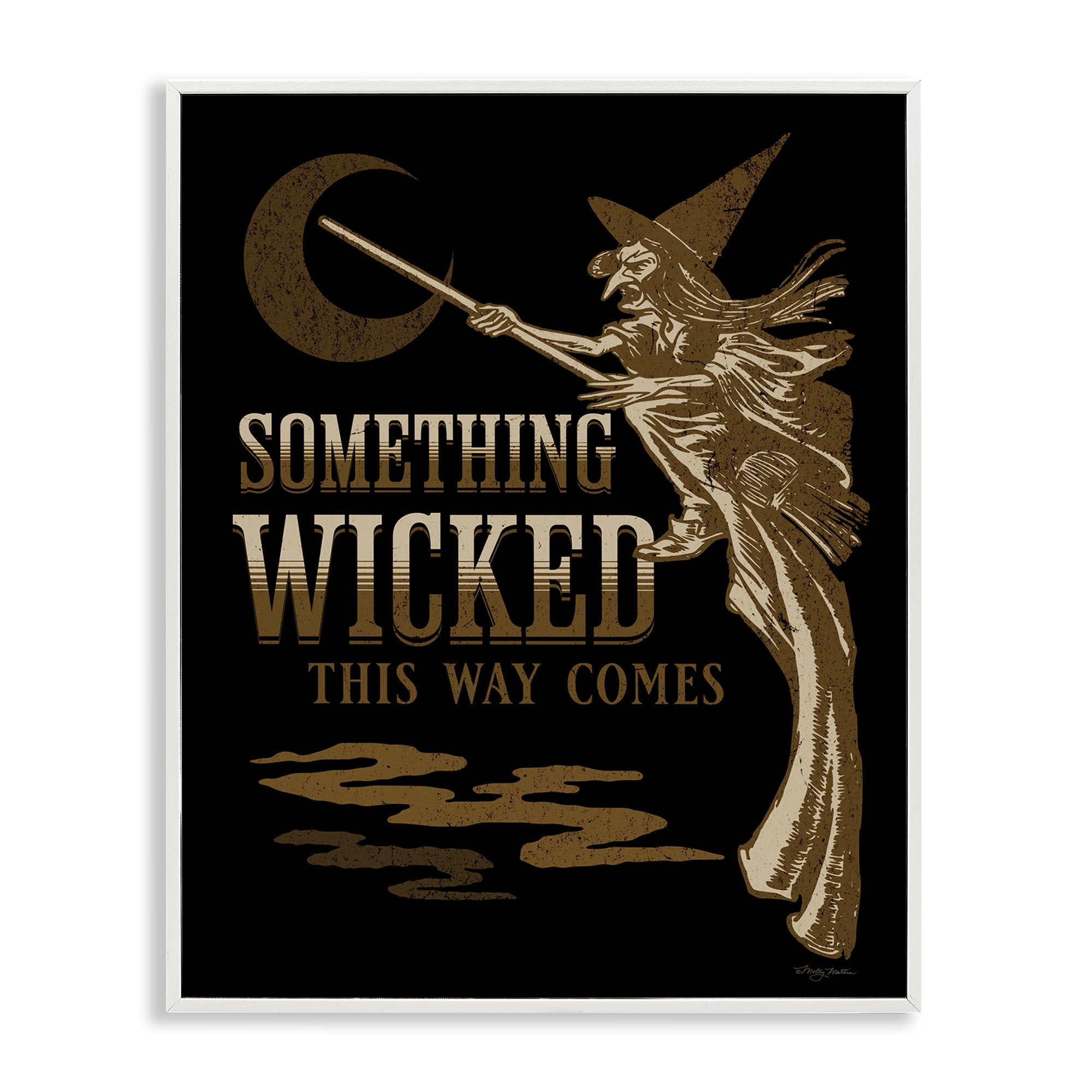 Stupell Industries Something Wicked Witch Holiday Painting White Framed Art Print Wall Art, 11 x 14