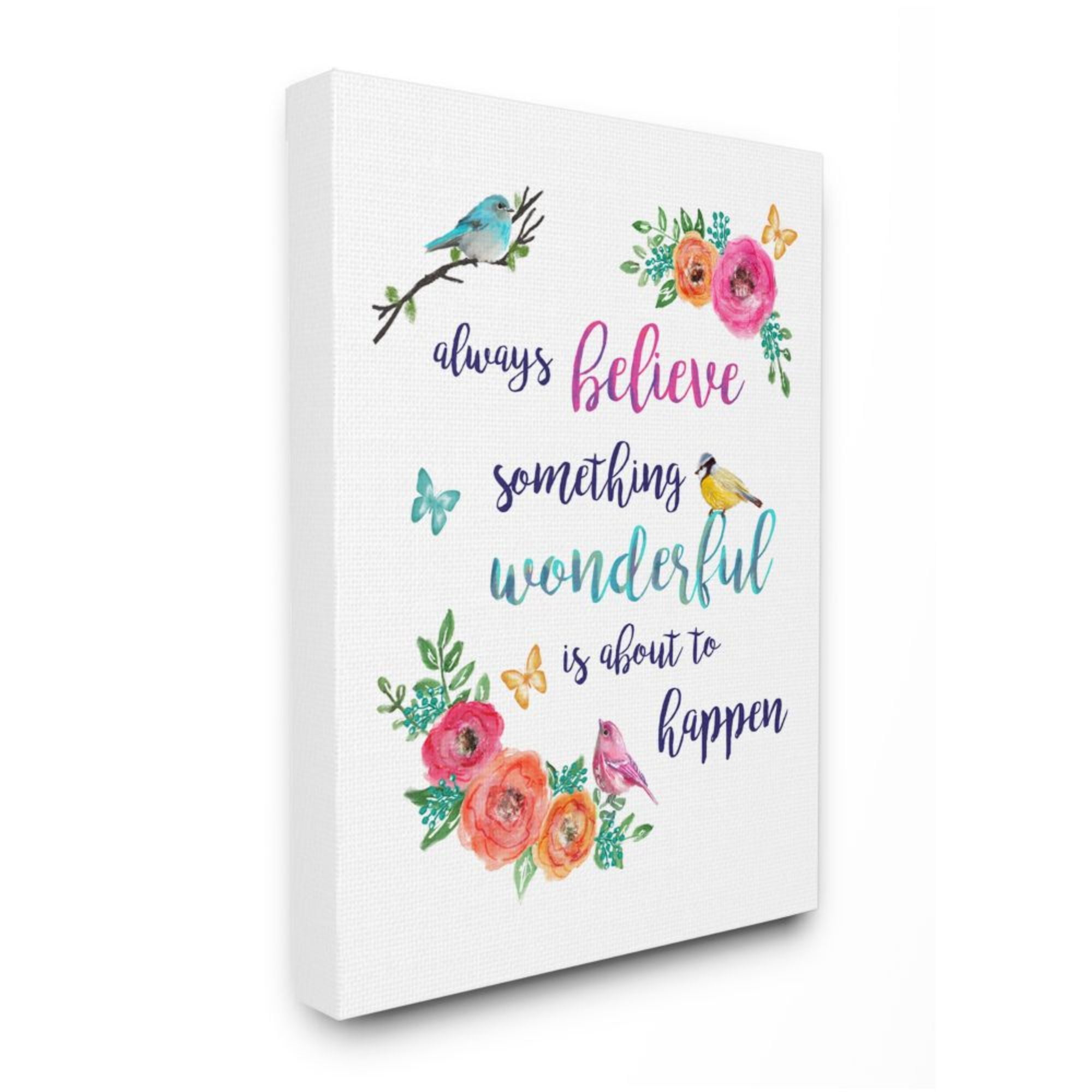 Stupell Industries Something Wonderful to Happen Phrase Cute Spring Birds Design by Lisa Lane, 24" x 30"