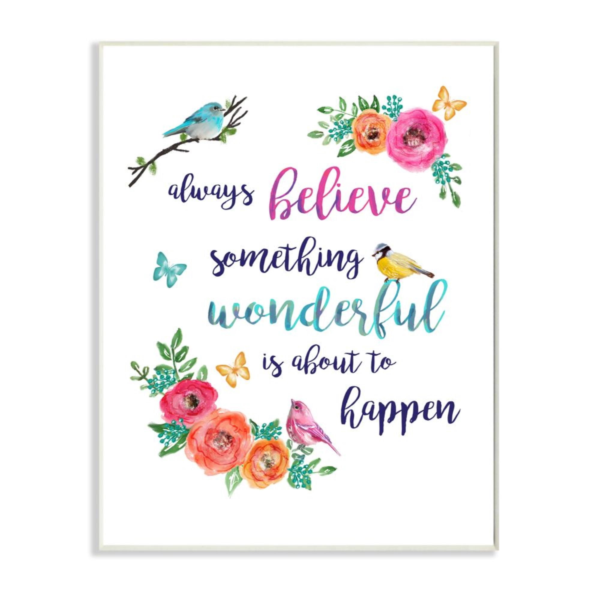 Stupell Industries Something Wonderful to Happen Phrase Cute Spring Birds Design by Lisa Lane