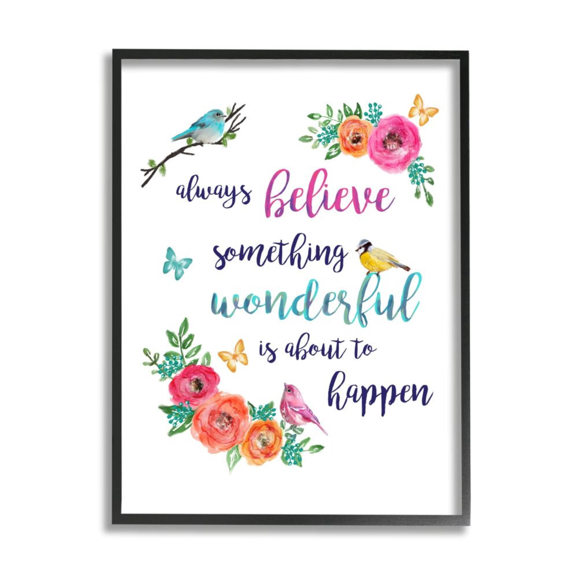 Stupell Industries Something Wonderful to Happen Phrase Cute Spring Birds Design by Lisa Lane
