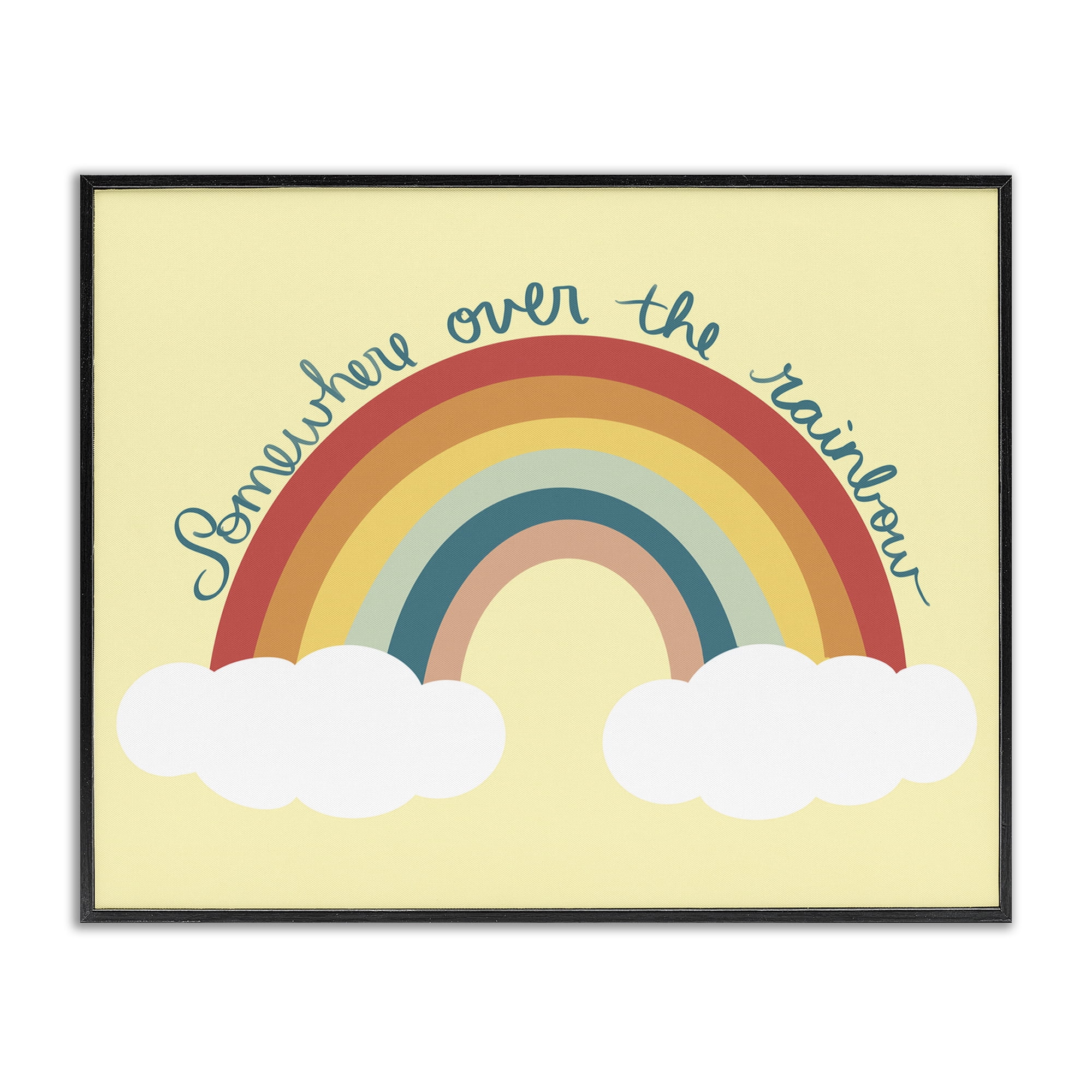 Stupell Industries Somewhere Over Rainbow Text & Numbers Painting Black Framed Art Print Wall Art, 30 x 24