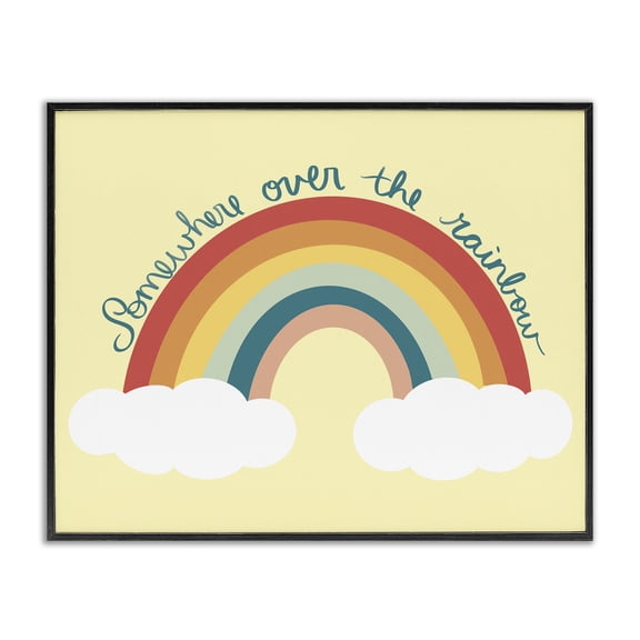 Stupell Industries Somewhere Over Rainbow Text & Numbers Painting Black Framed Art Print Wall Art, 30 x 24